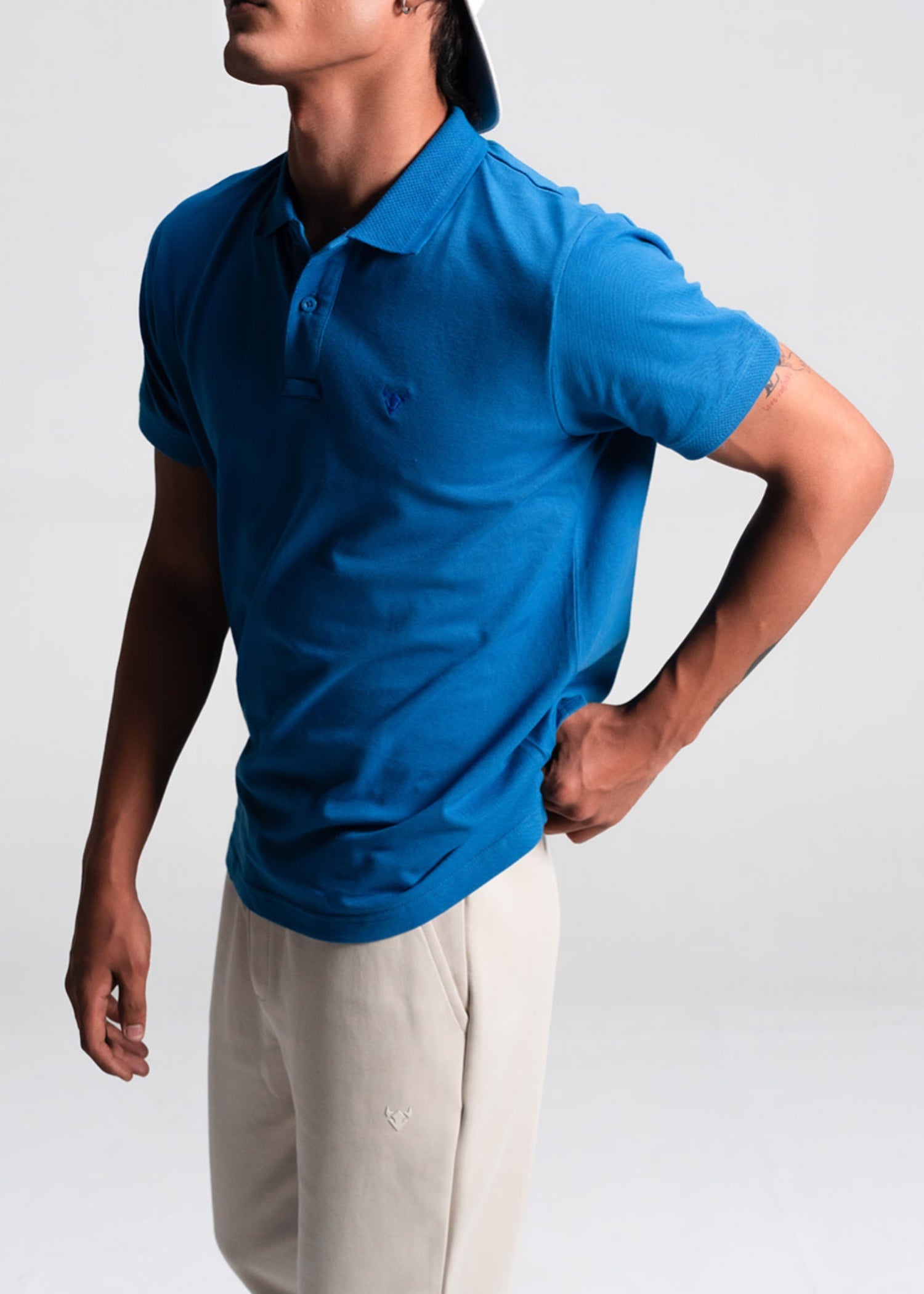 cotton-spandex Polo Shirt in Royal blue