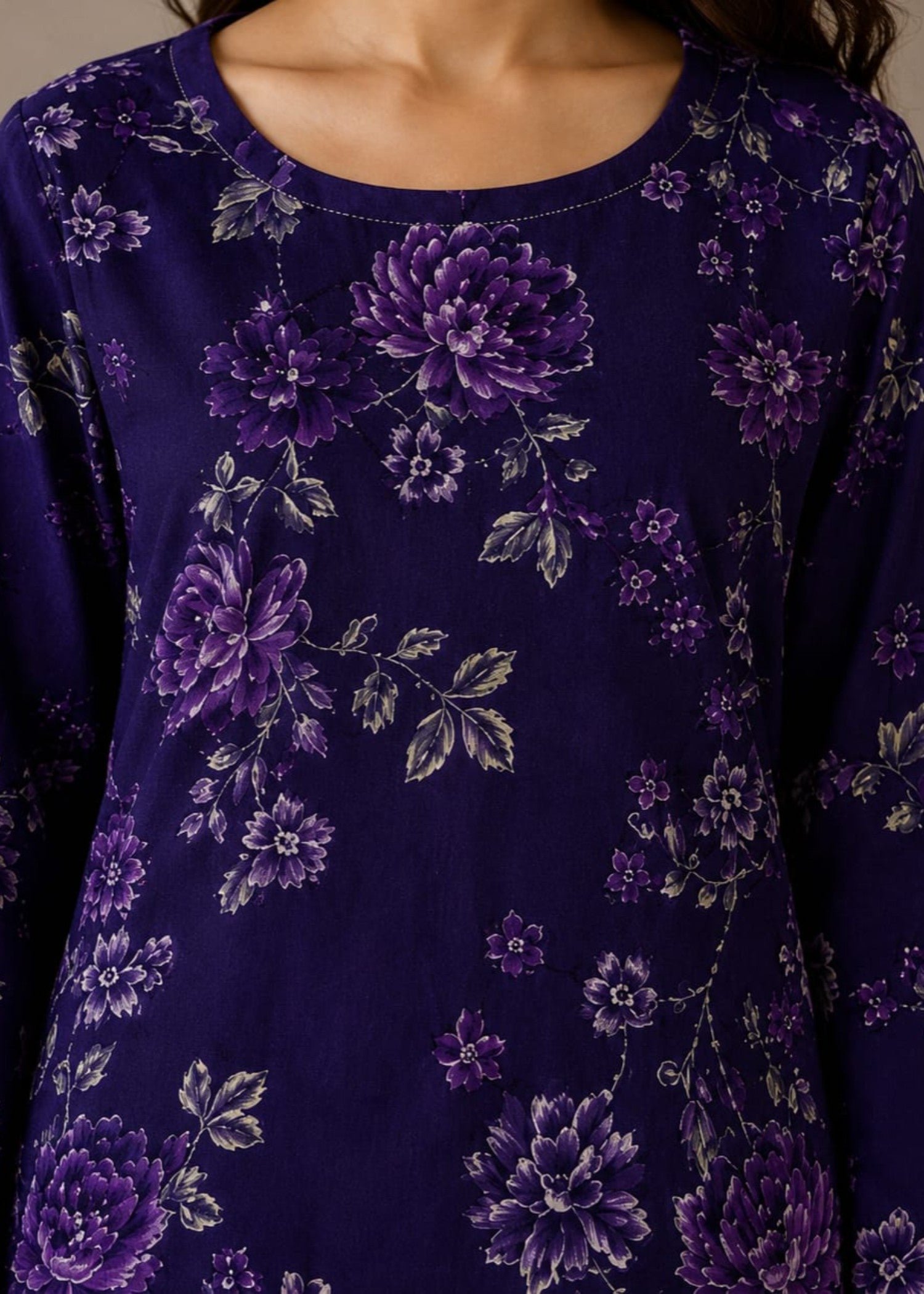 grip Kurta Set in Purple