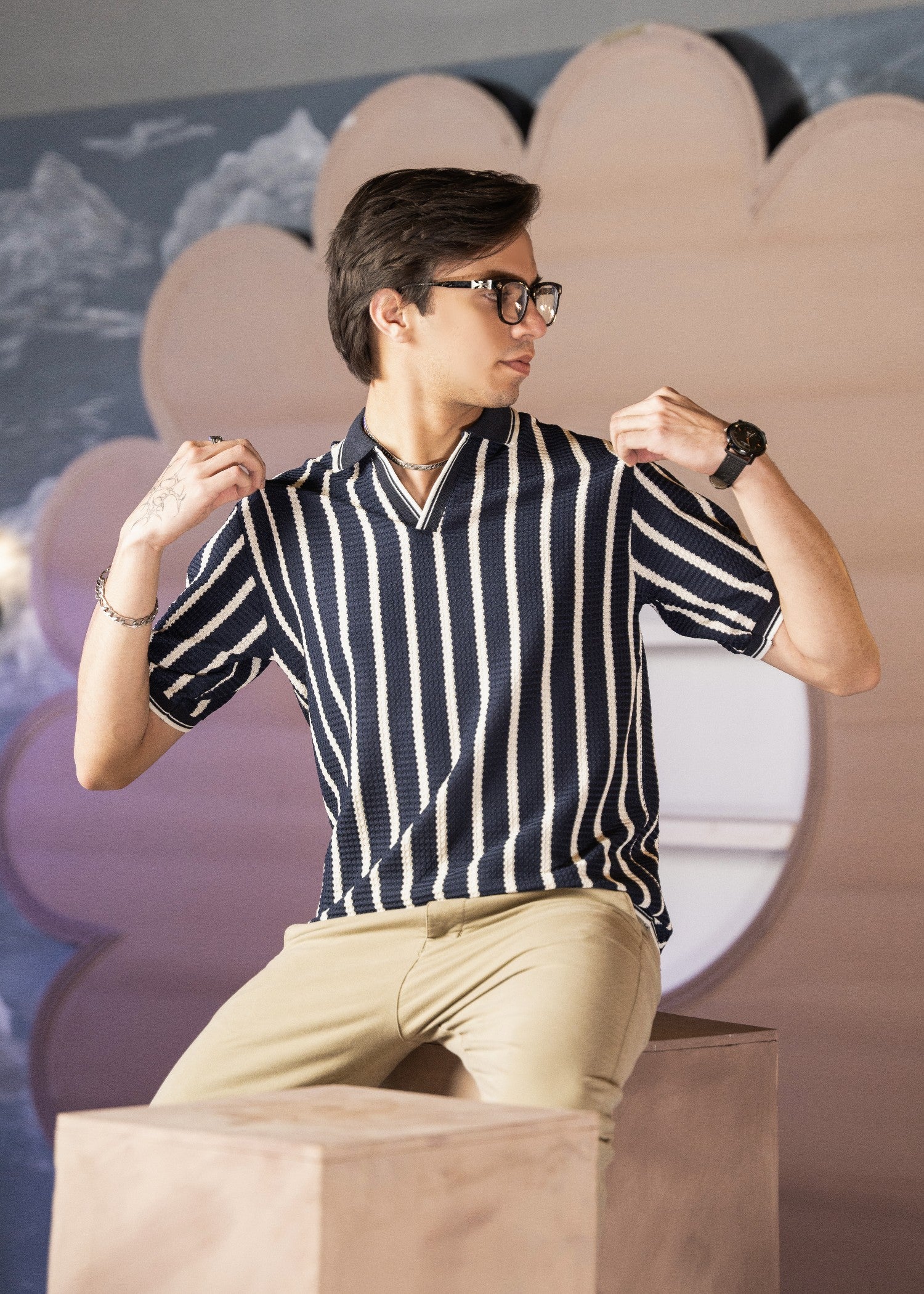 jersey knit Polo Shirt in Dark blue, midnight blue