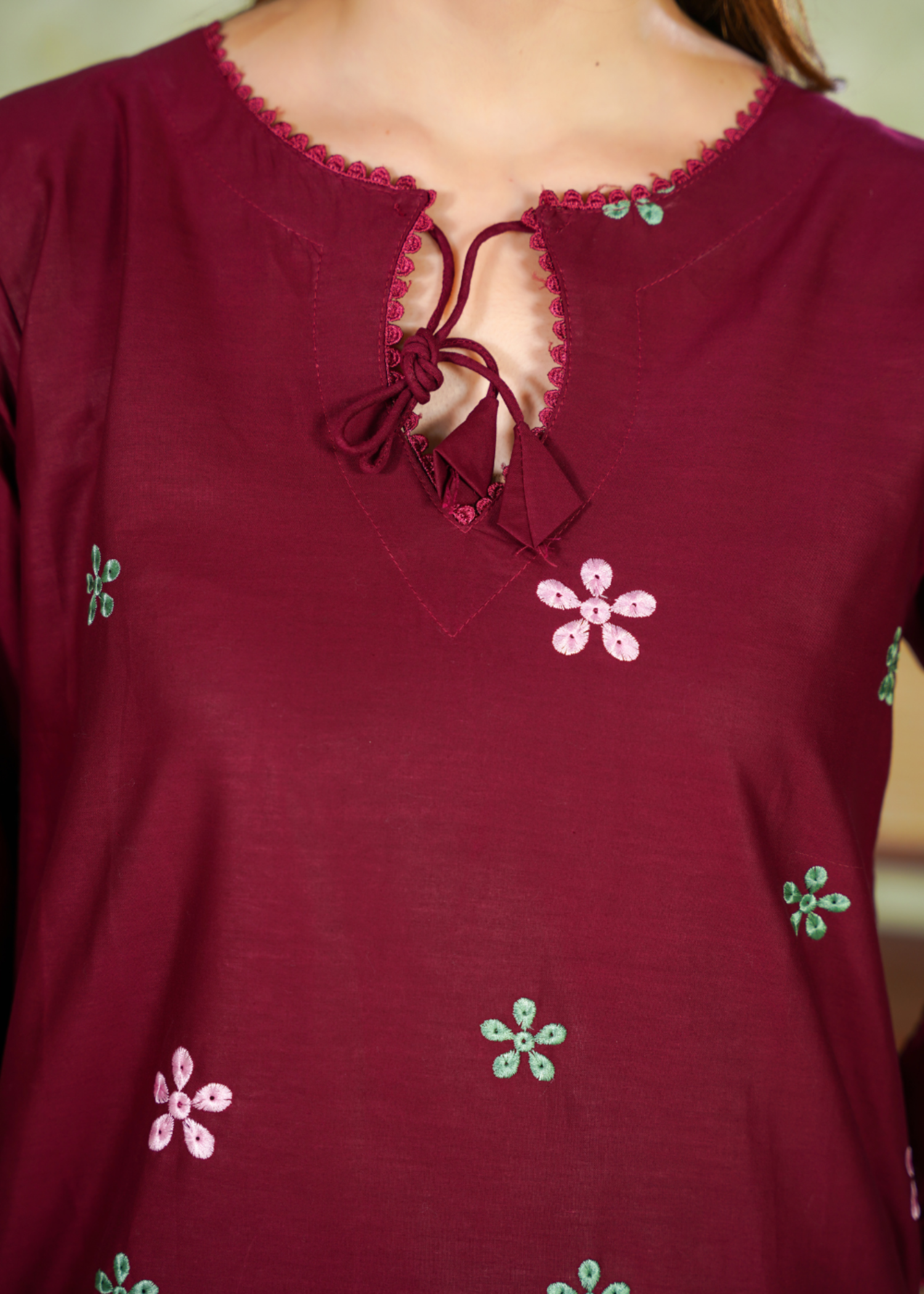 cotton Kurta Set in Blood red