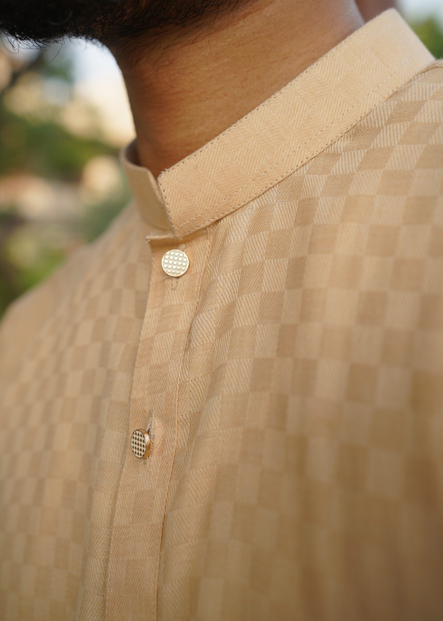 cotton jacquard Kurta in Beige