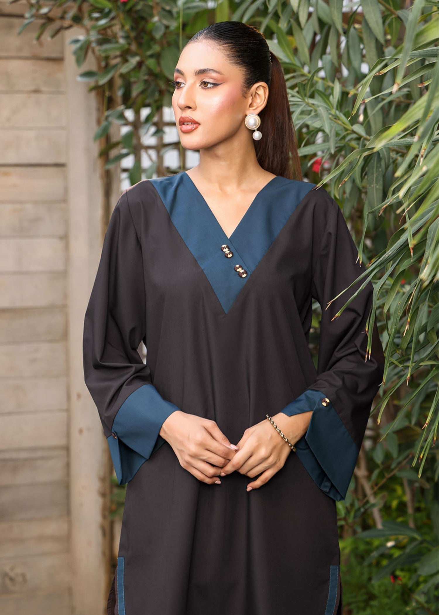 blended satin Co ord Sets in Blue, dark brown