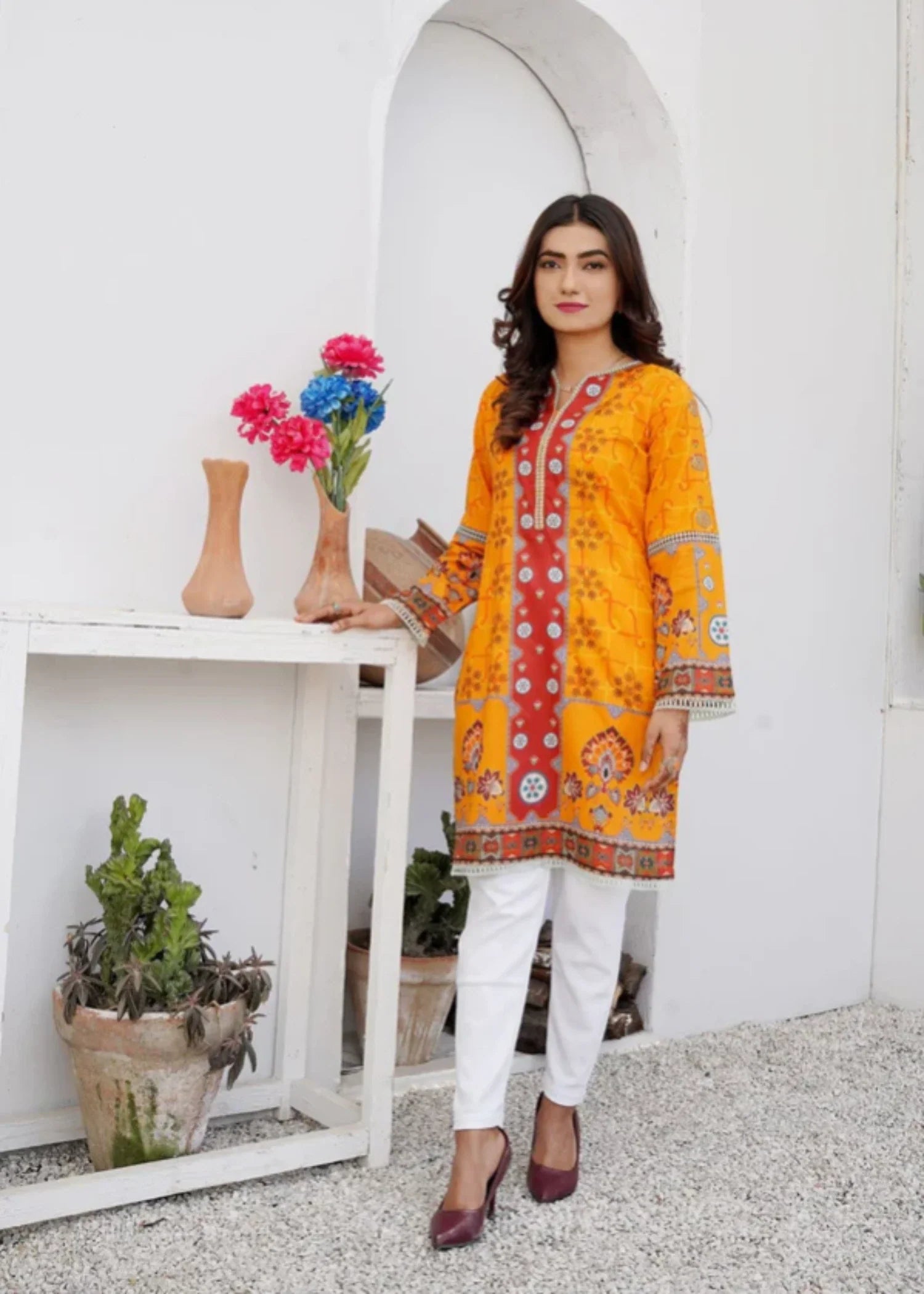lawn Unstitched in Yellow-orange