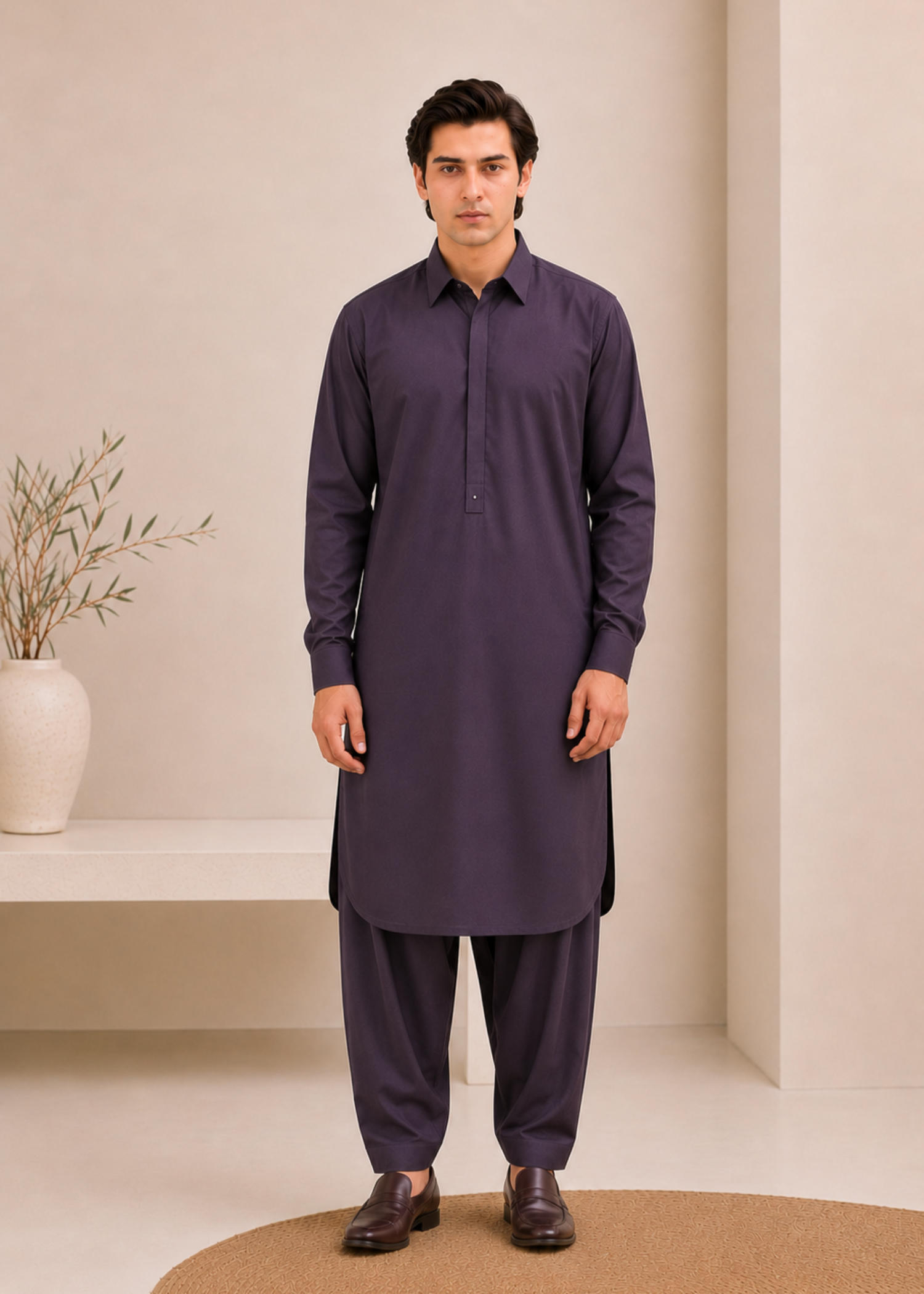 wash & wear Shalwar Kameez in Deep purple