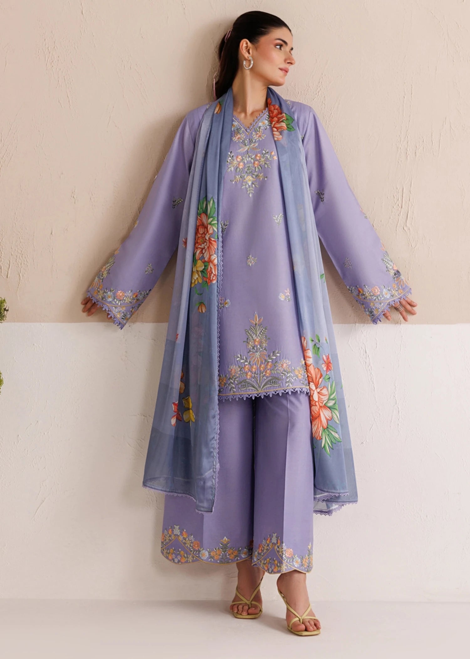 cotton Kurta Set in Lavender