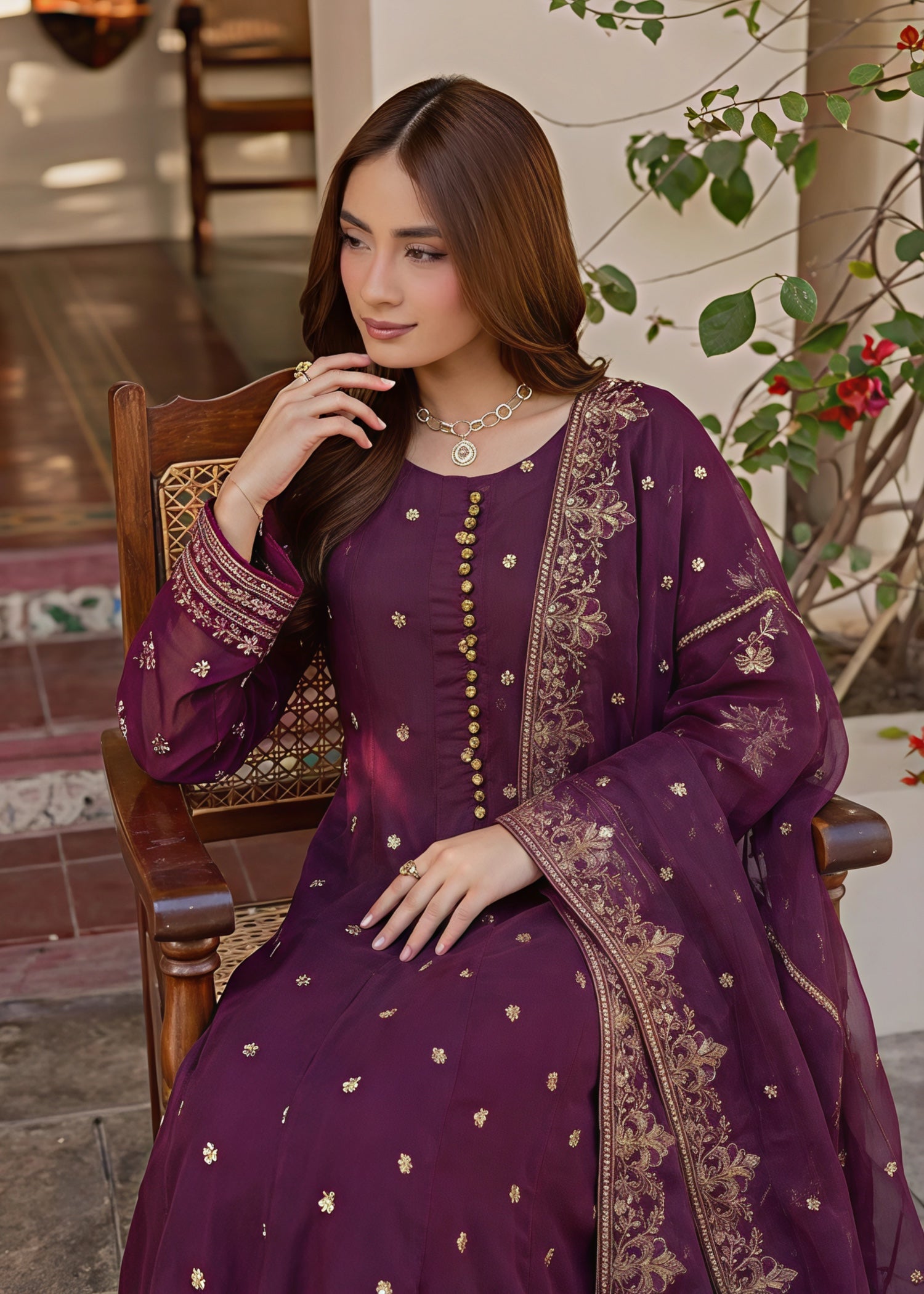 chiffon Maxi in Plum purple