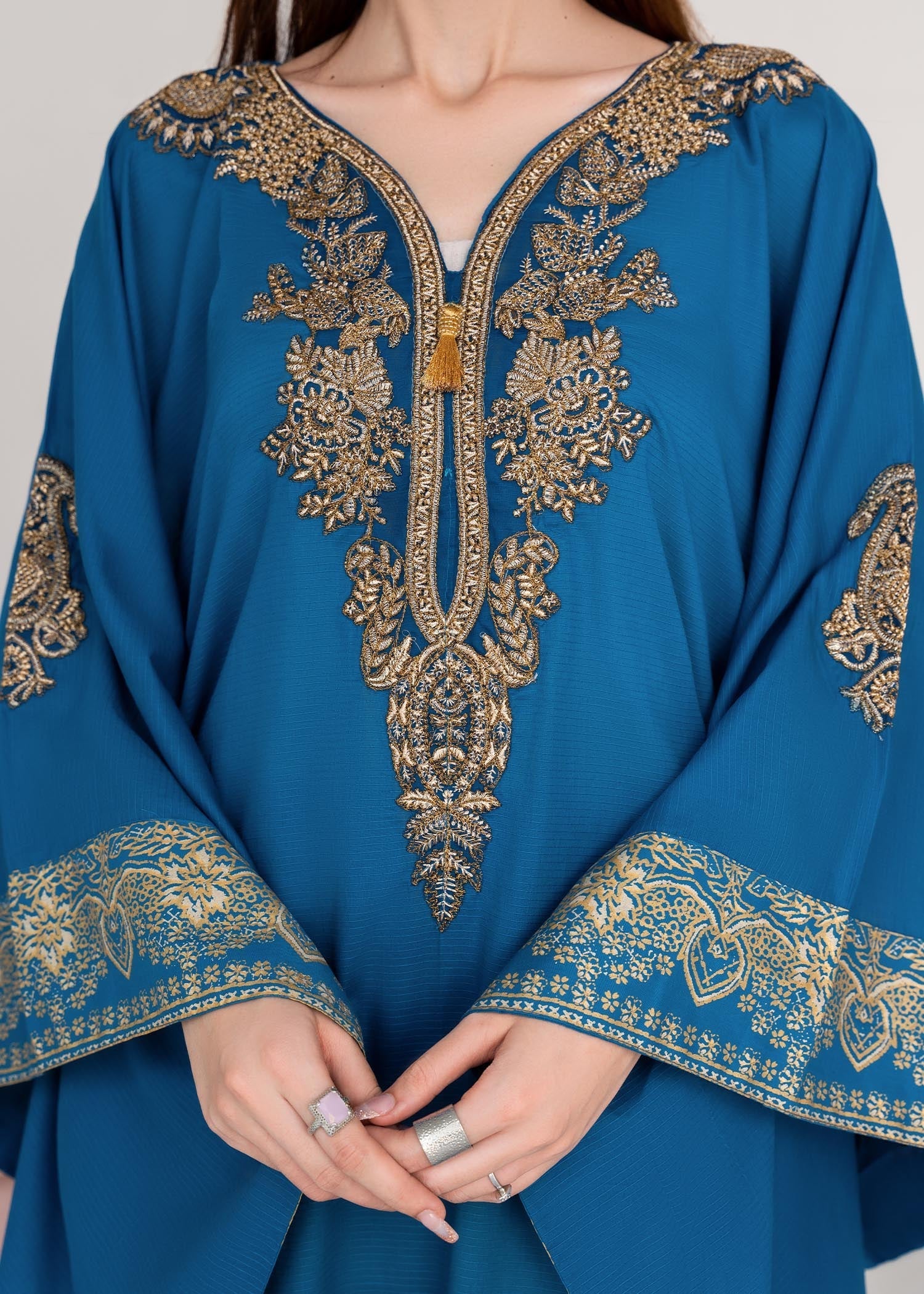 lawn Kaftan in Steel blue