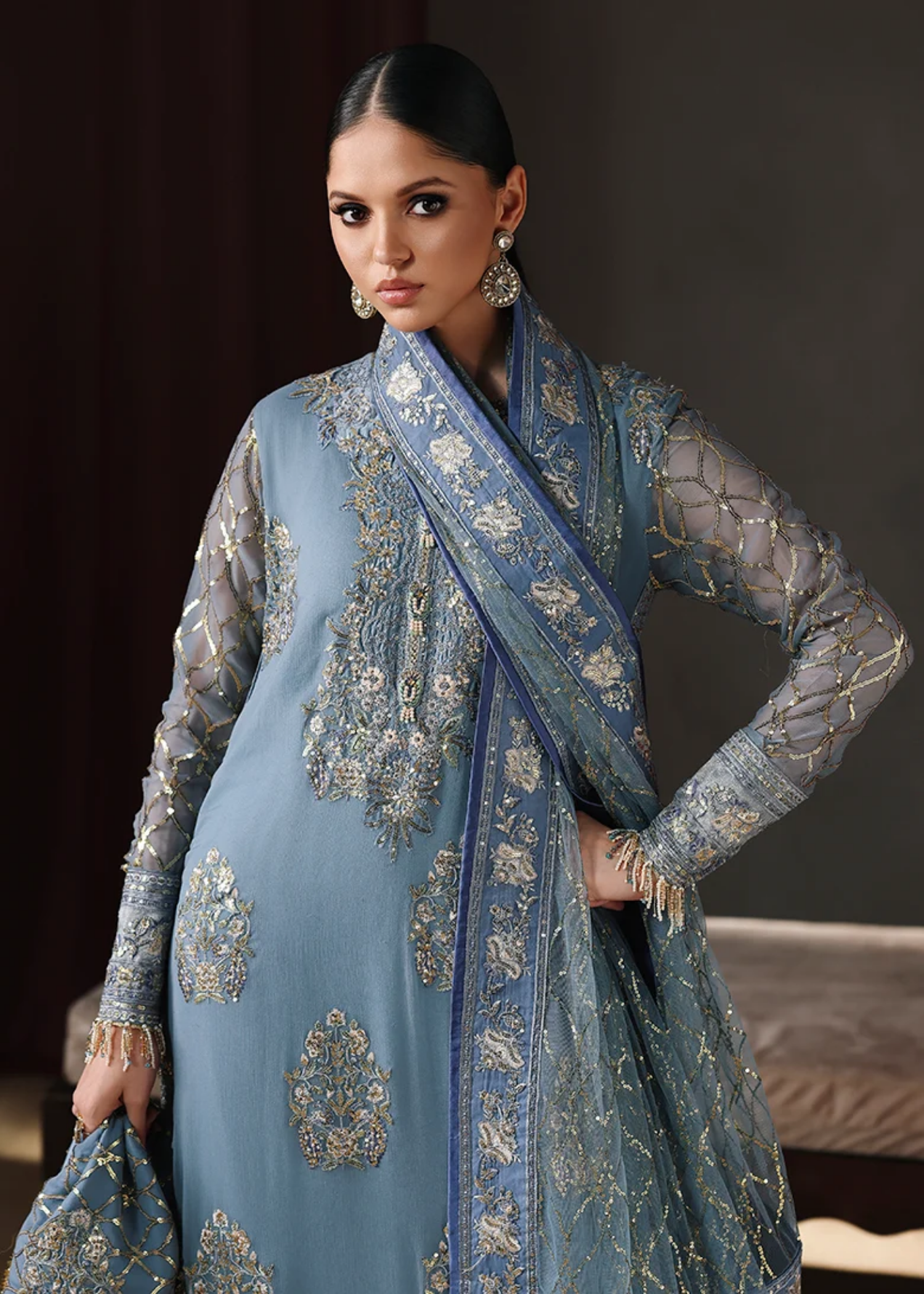 chiffon Unstitched in Cornflower blue