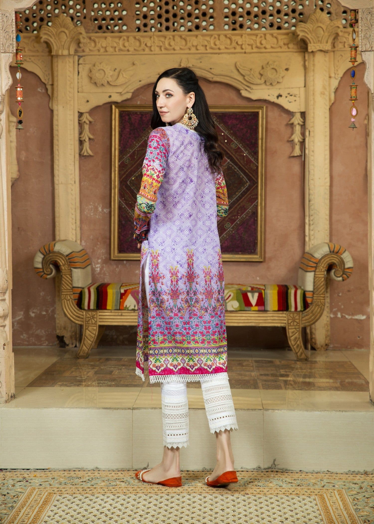 lawn Kurti in Lilac, mauve