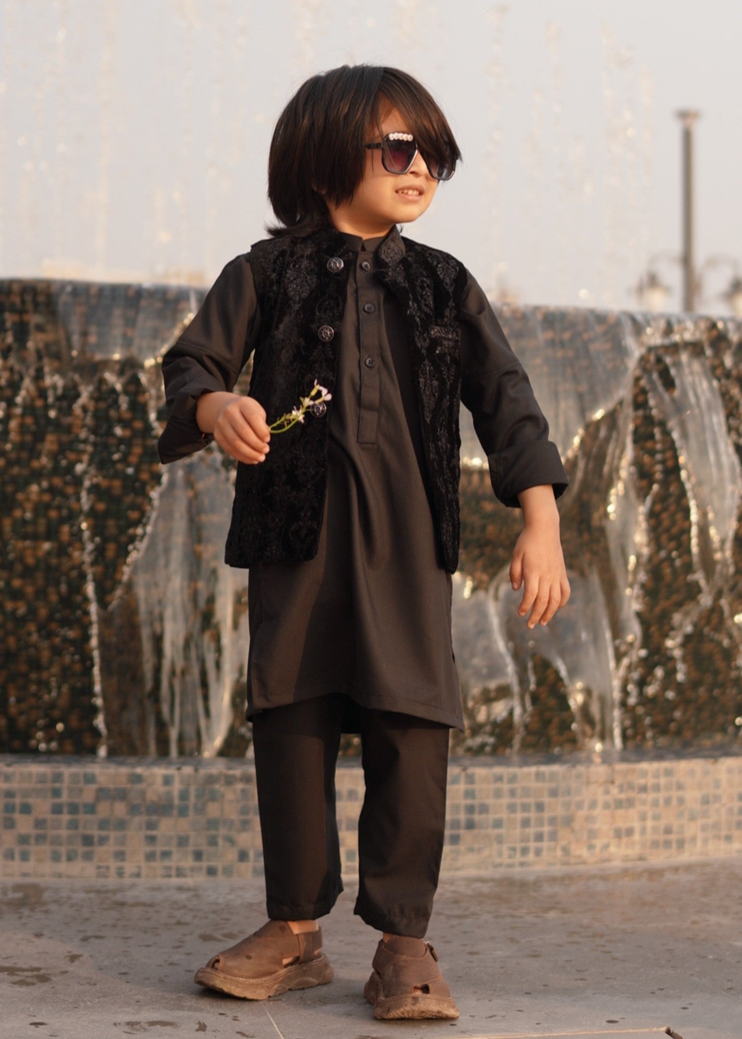 velvet Waistcoat in Black