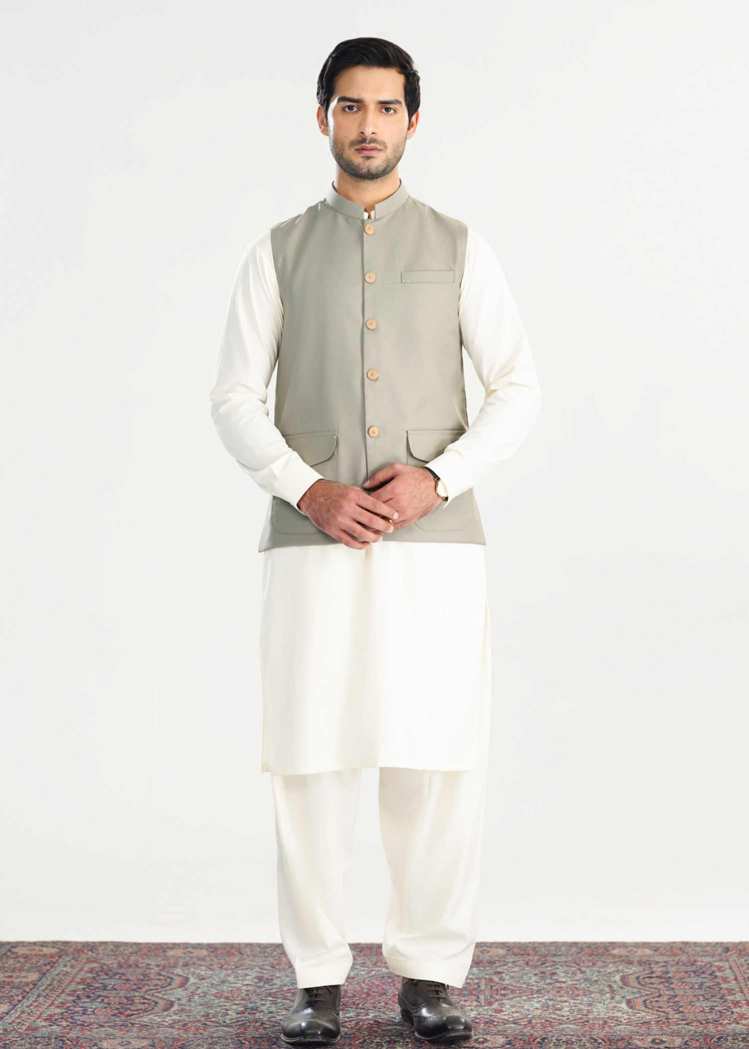 suiting Waistcoat in Off-white, grey