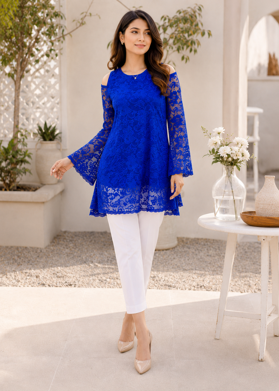 net Tunic in Royal blue