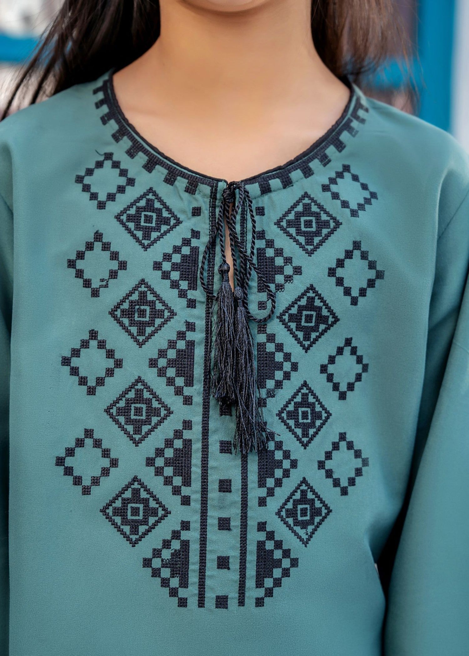 cotton Kurta Set in Eucalyptus green