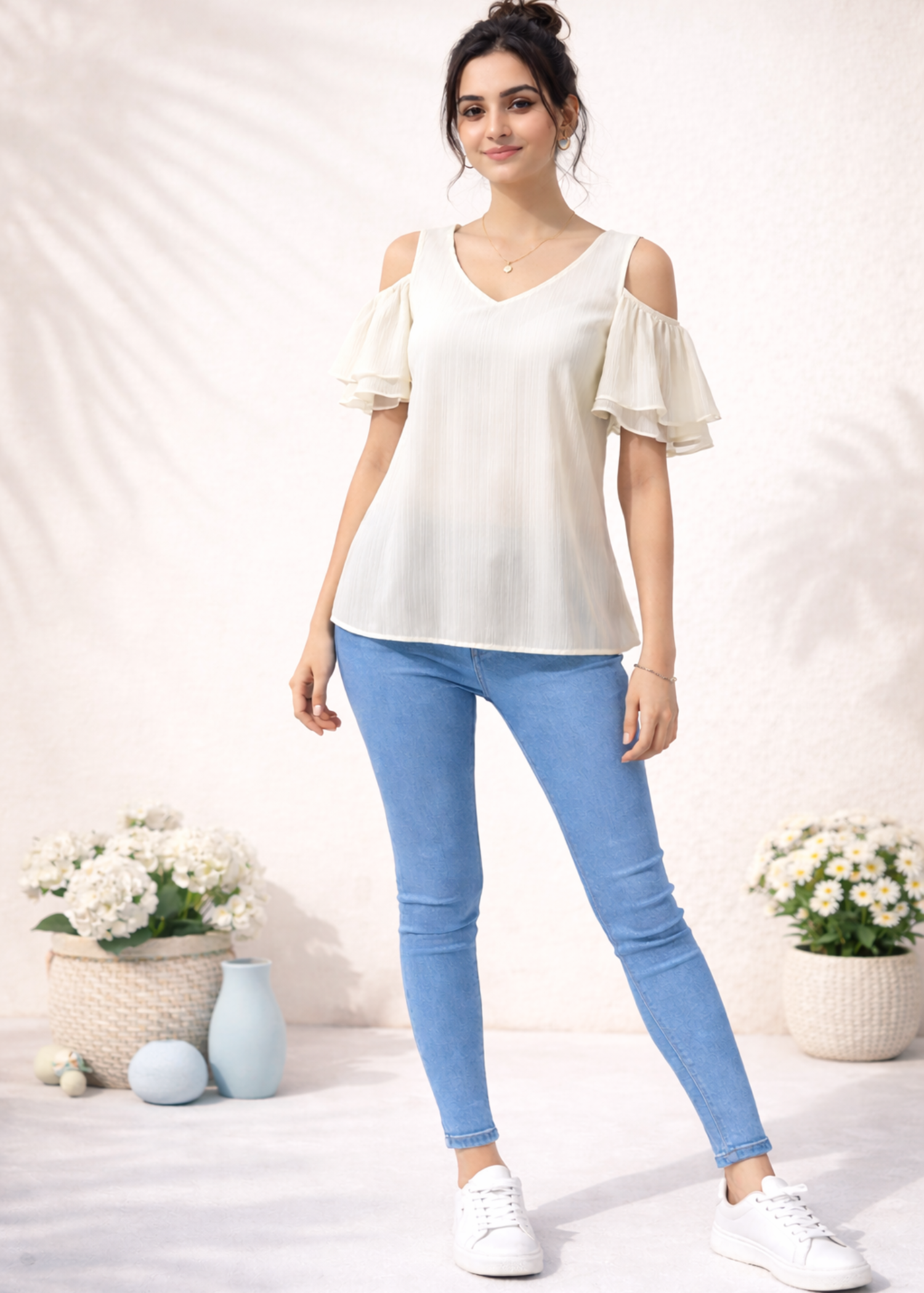 chiffon Tunic in Off-white