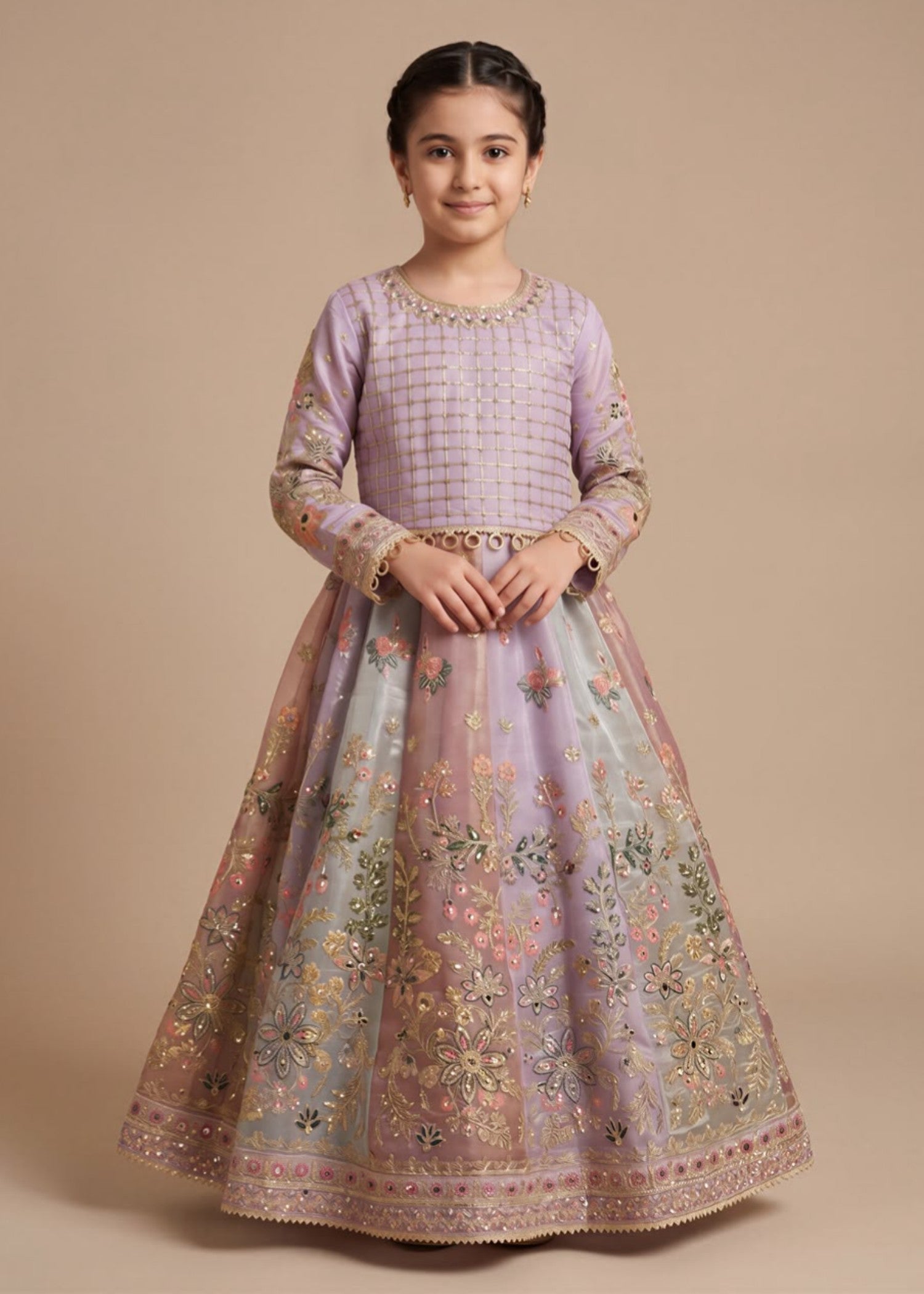 silk Lehenga in Multi