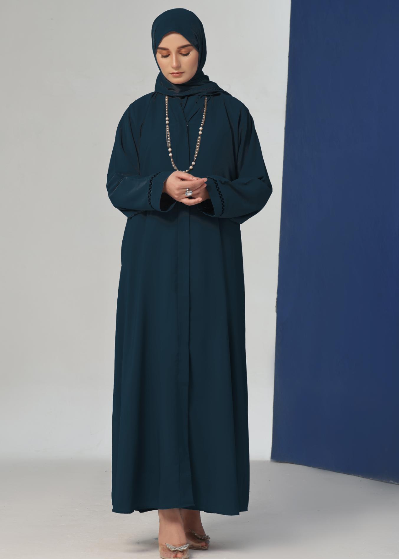 georgette Abaya in Teal