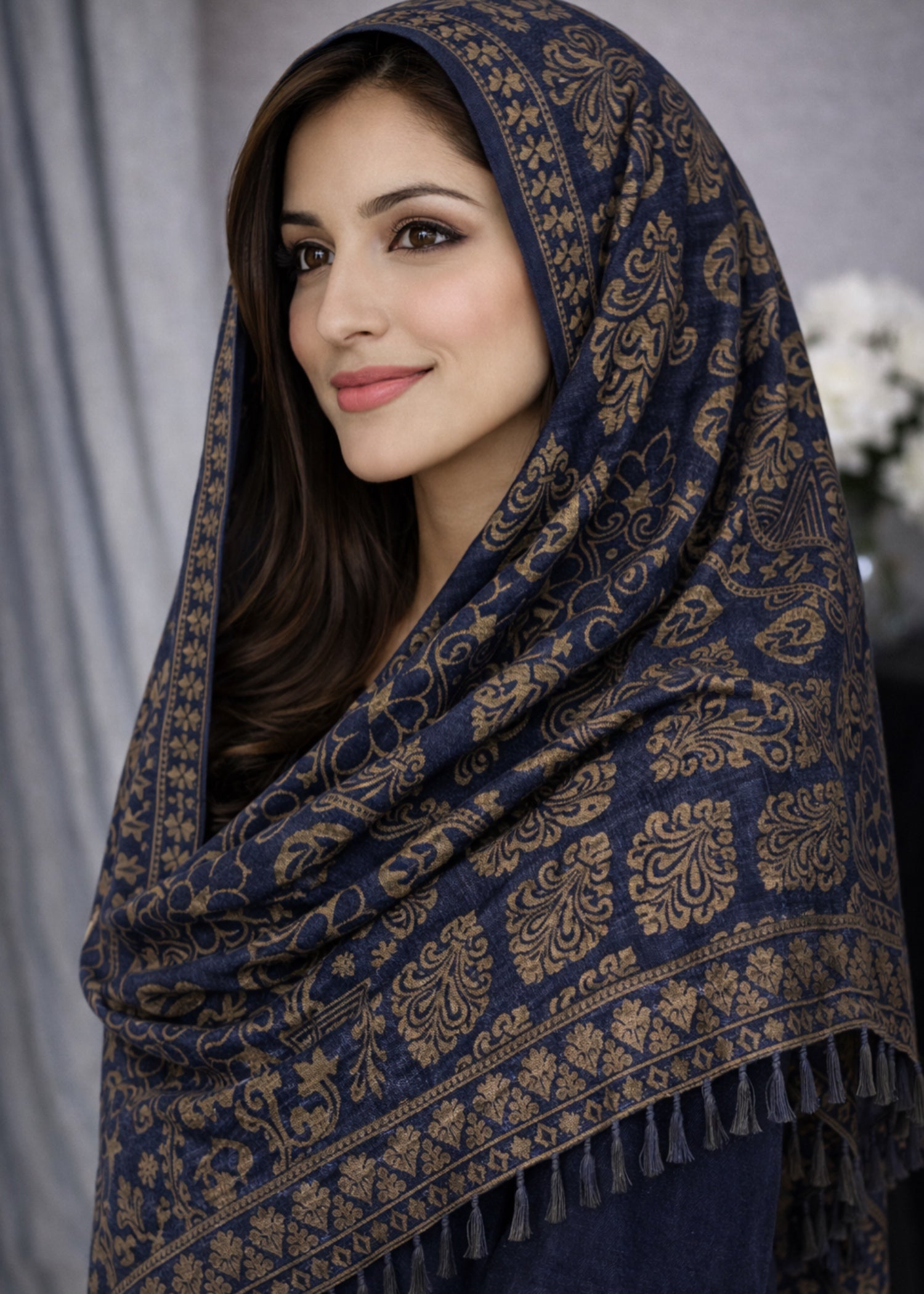 Shawl in Navy blue Color by - Trendy Women Shawl DGQ0408