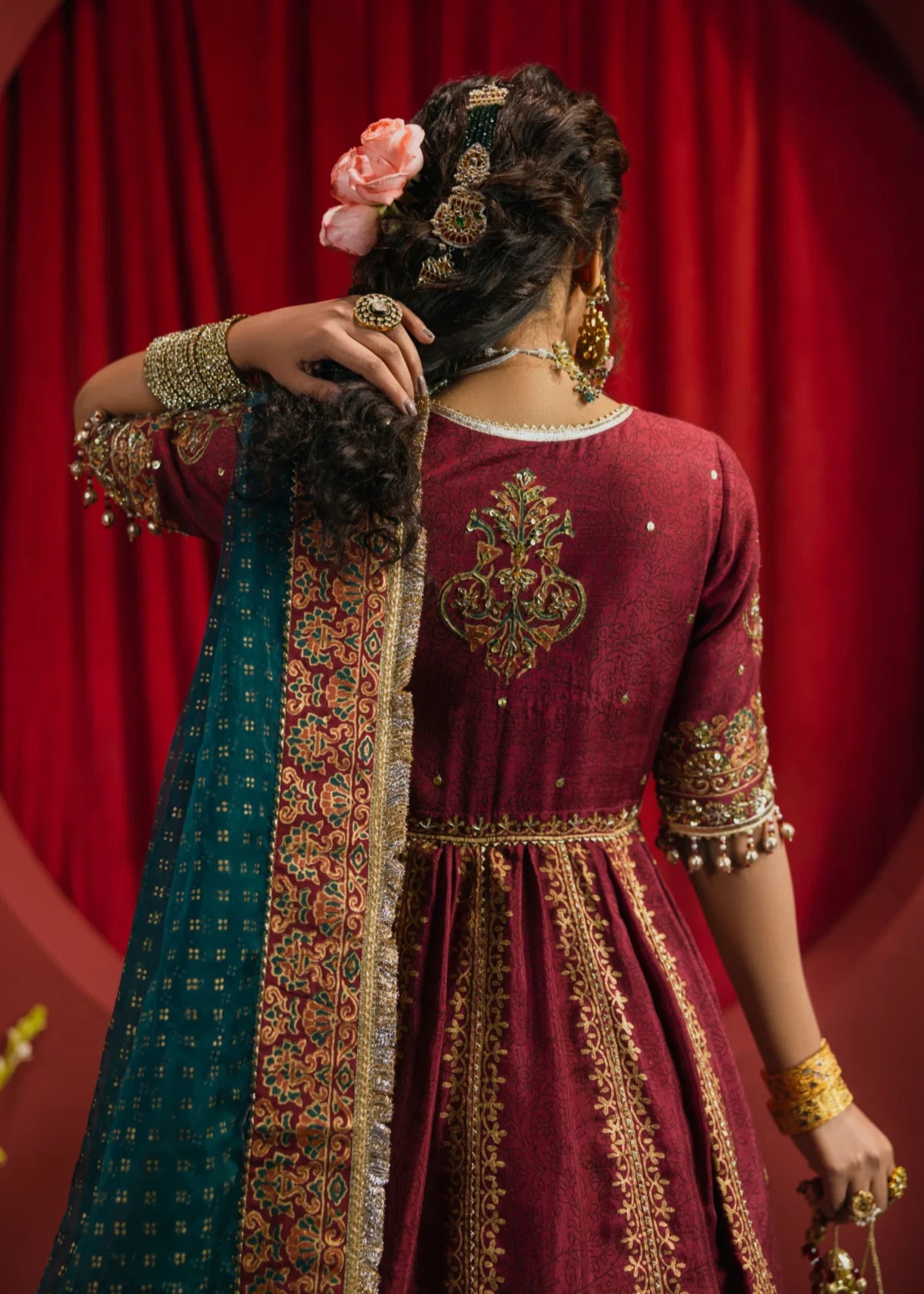 raw silk Unstitched in Wine red