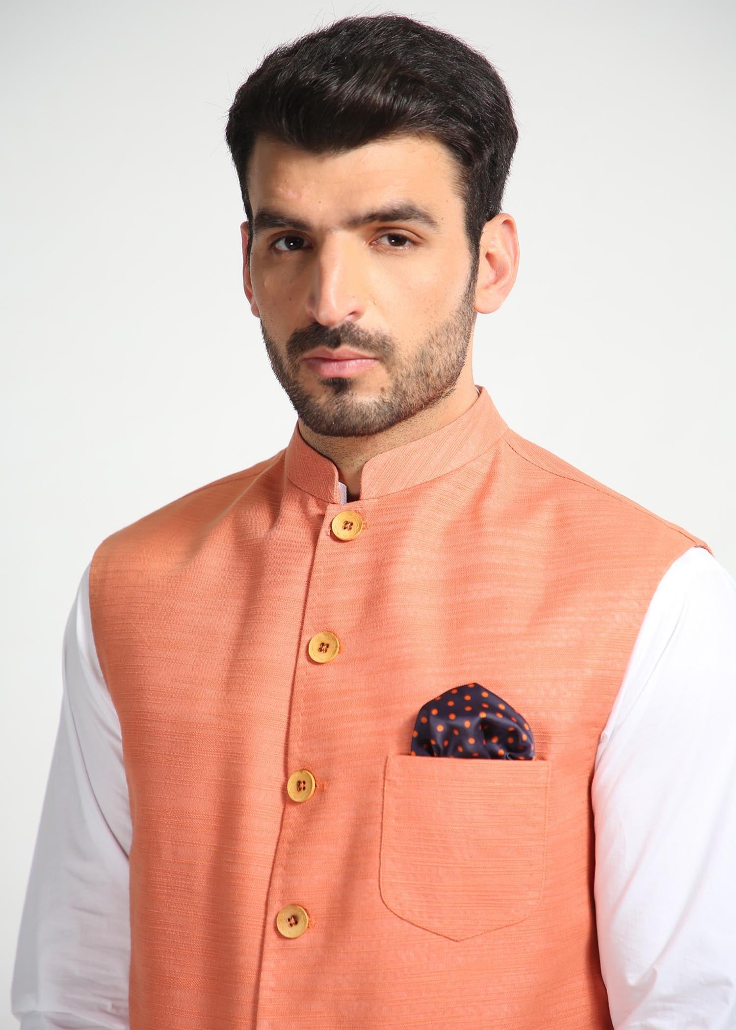 linen Waistcoat in Coral pink
