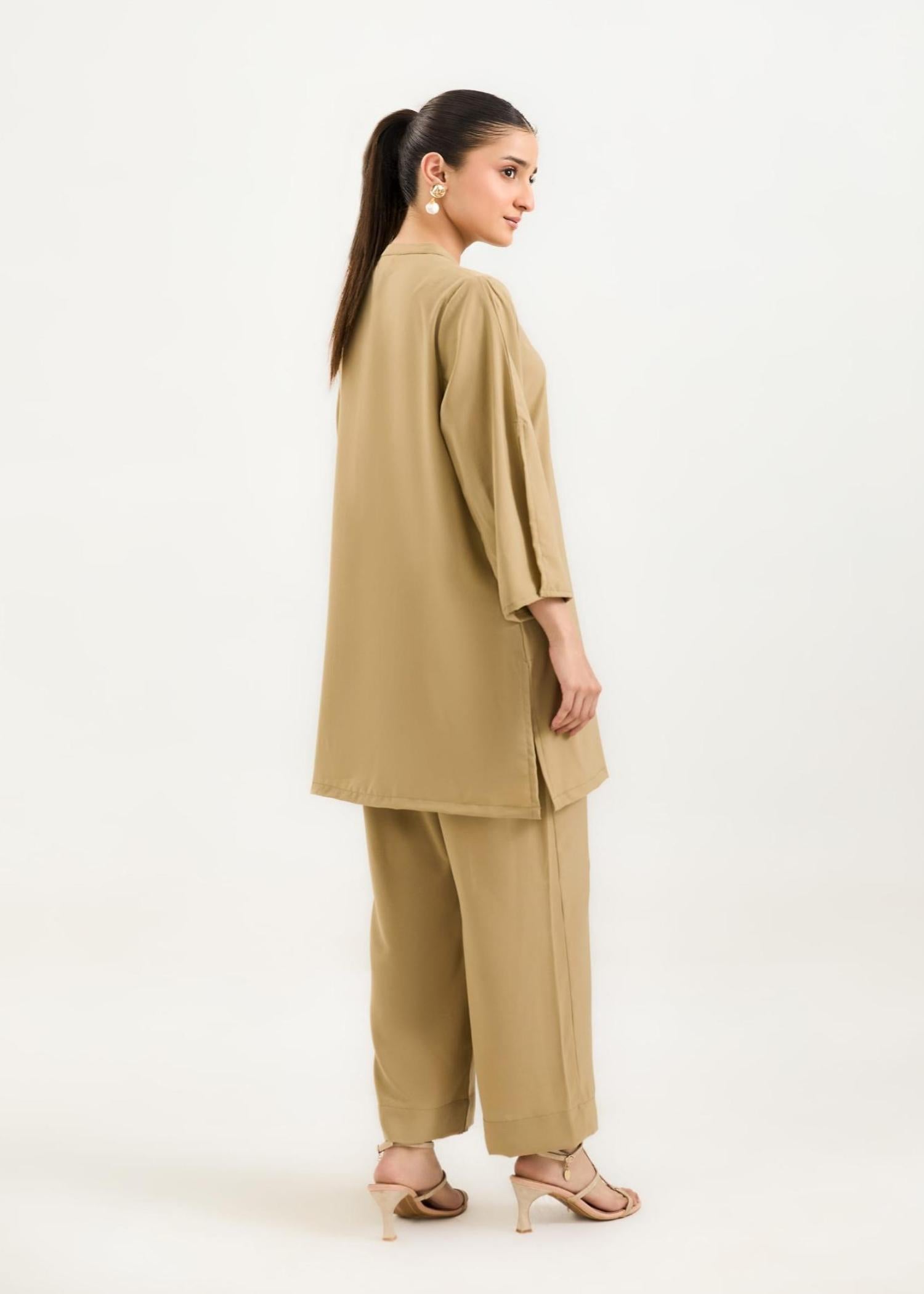 polycotton Co Ord Sets in Wheat, tan brown