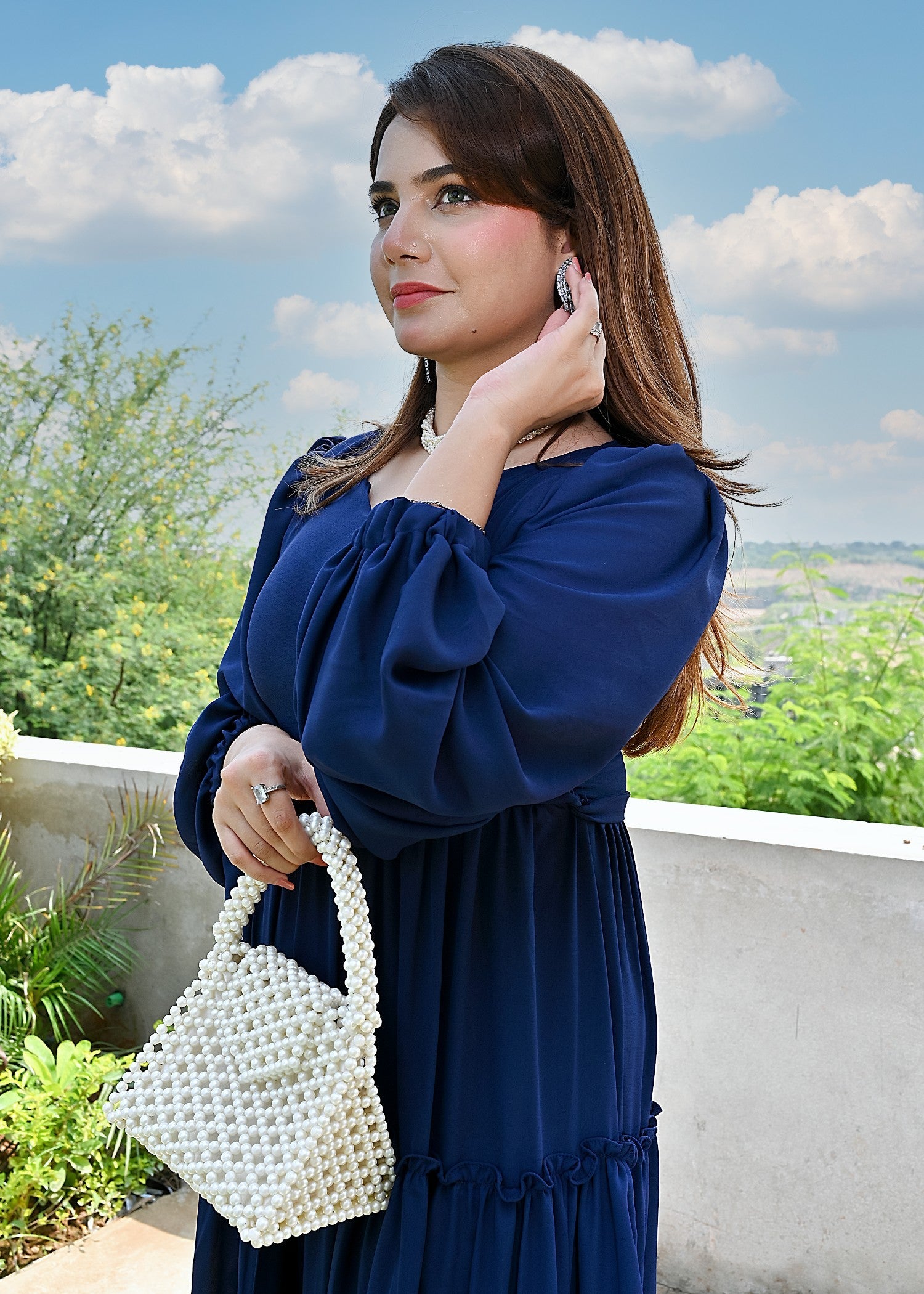 georgette Dress in Blue