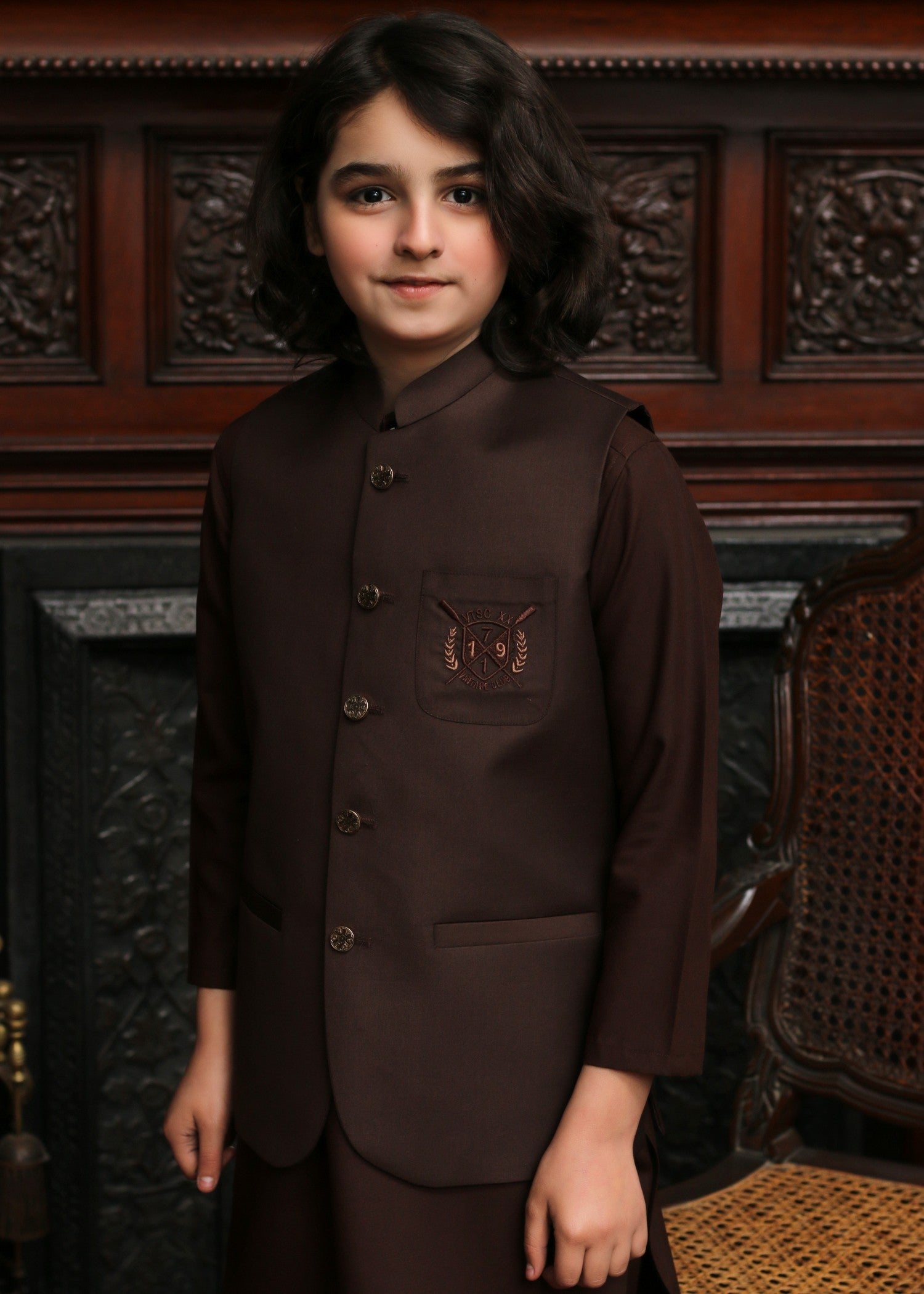 tropical Waistcoat in Chocolate brown