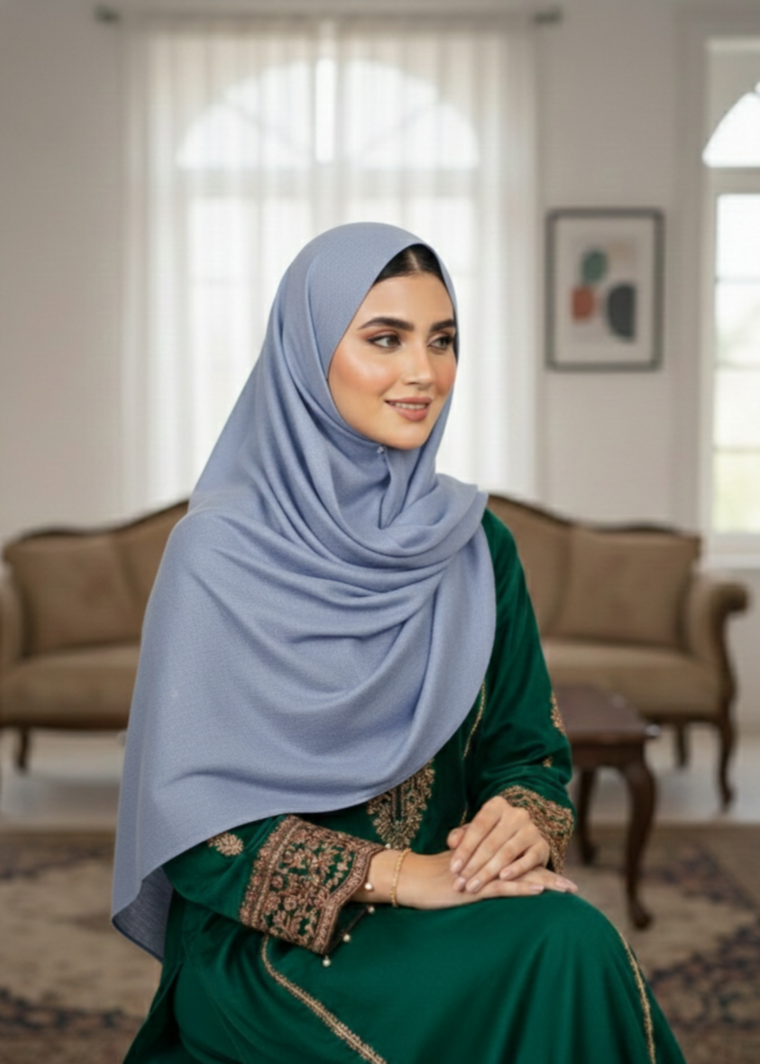 wool Hijab in Baby blue