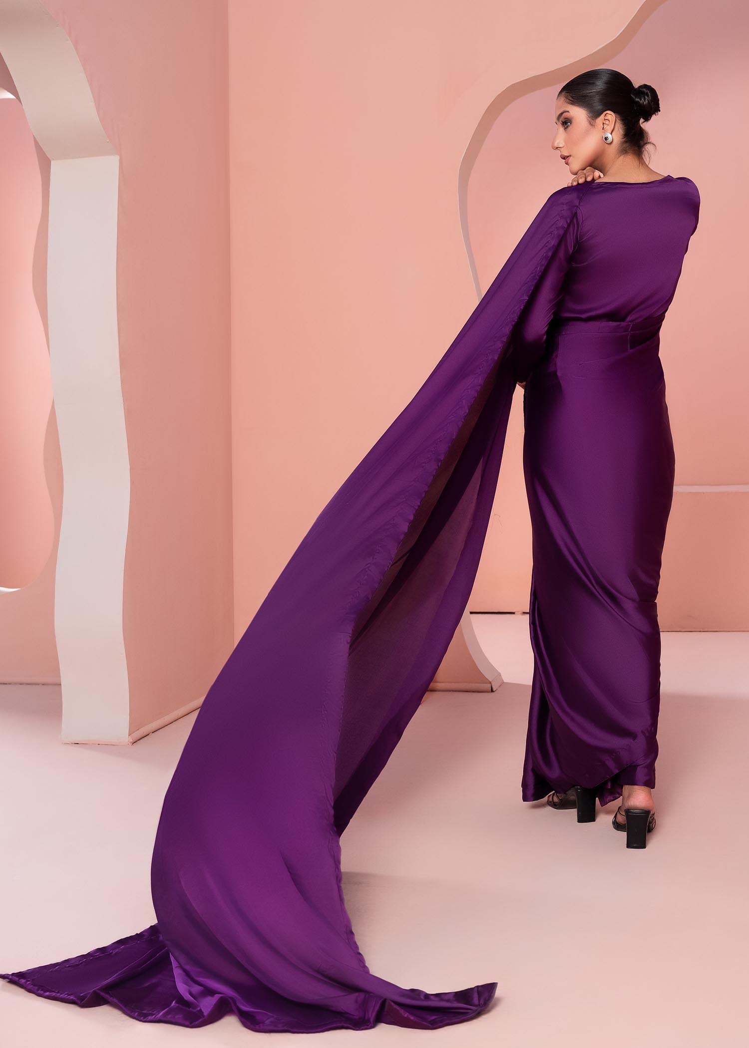 silk Saree in Plum