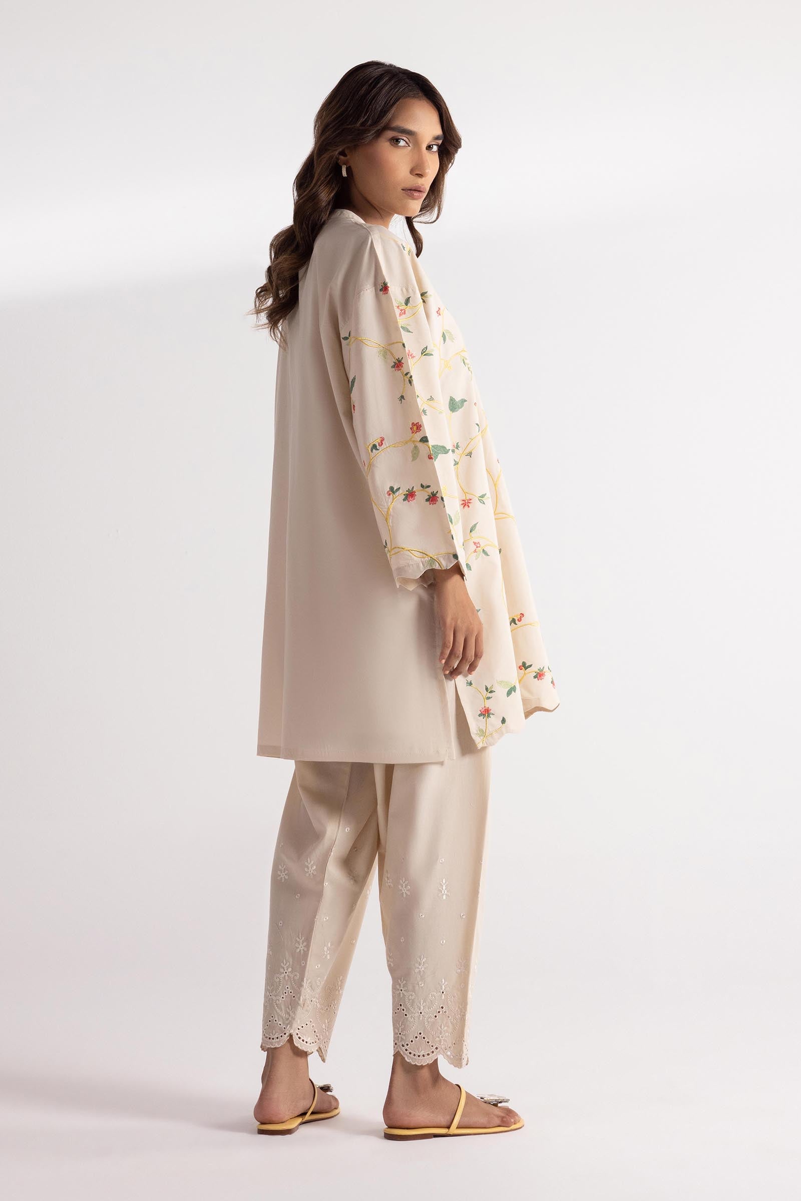lawn Kurti in Beige