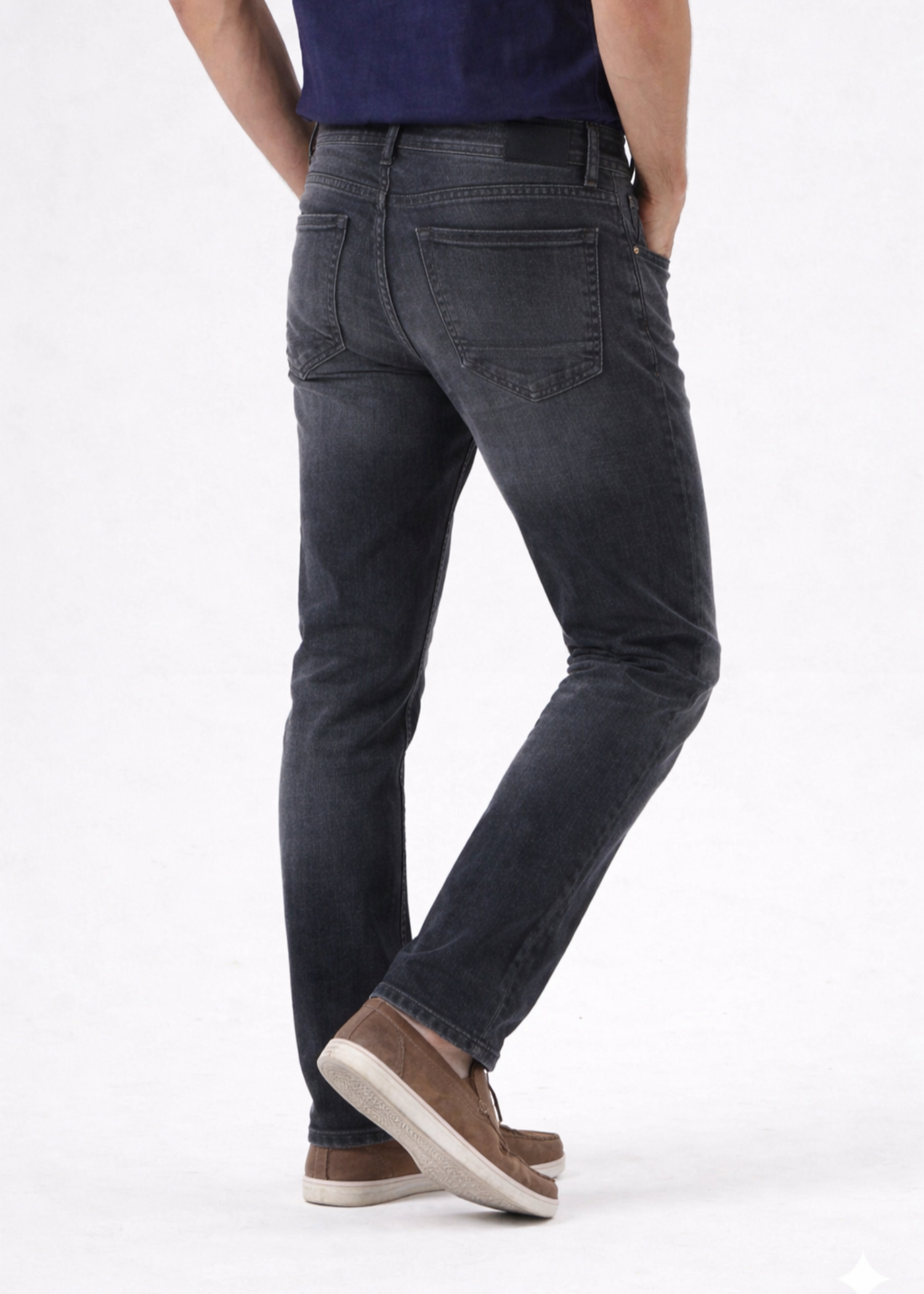 cotton Jeans in Charcoal black