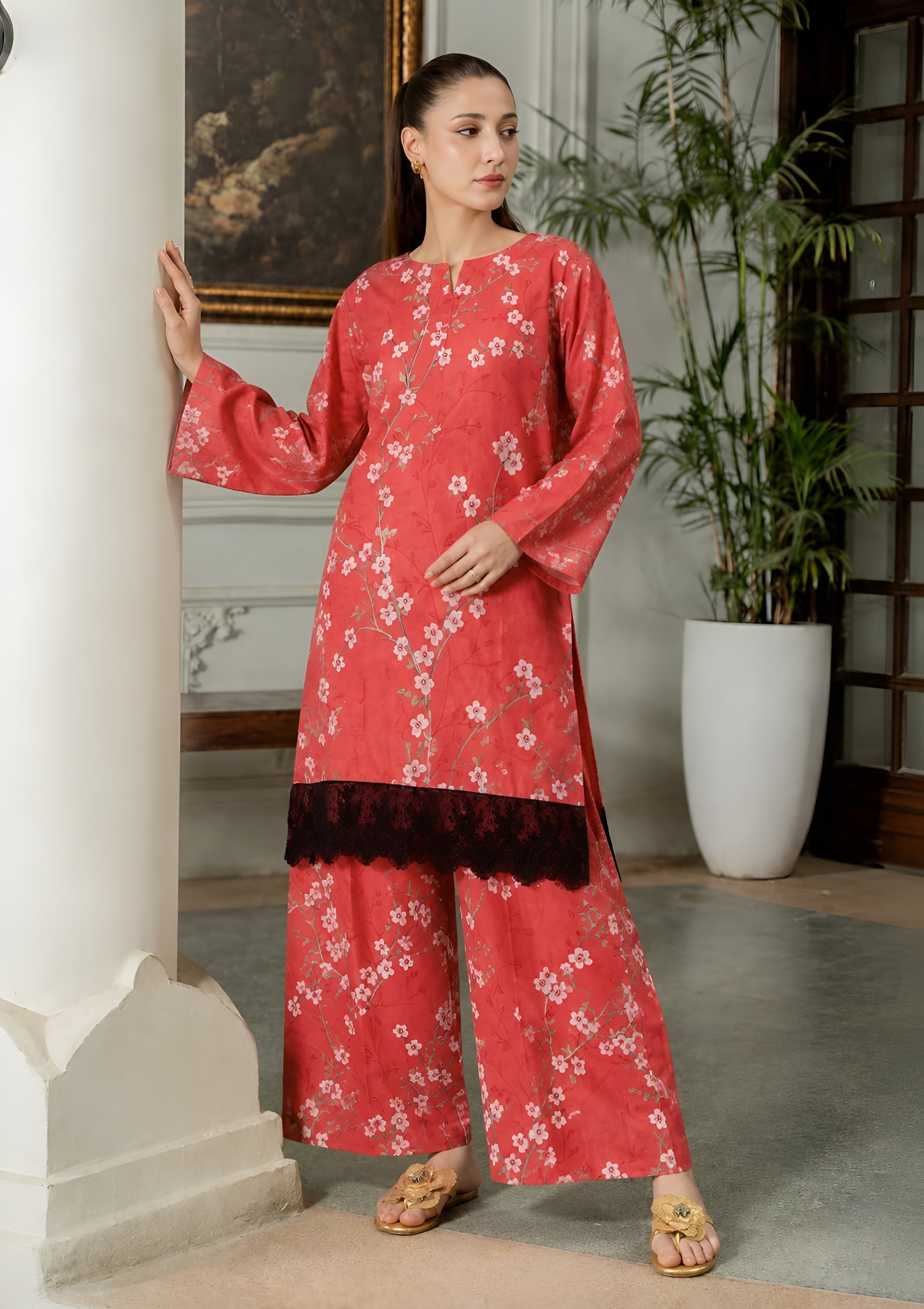 linen Co Ord Sets in Salmon pink