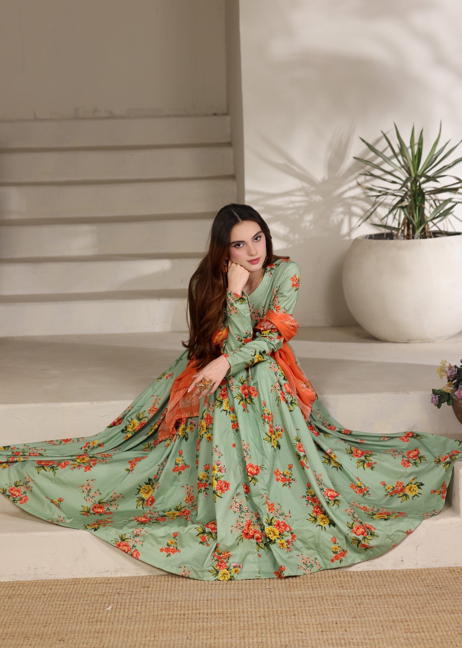 lawn Maxi in Emerald green