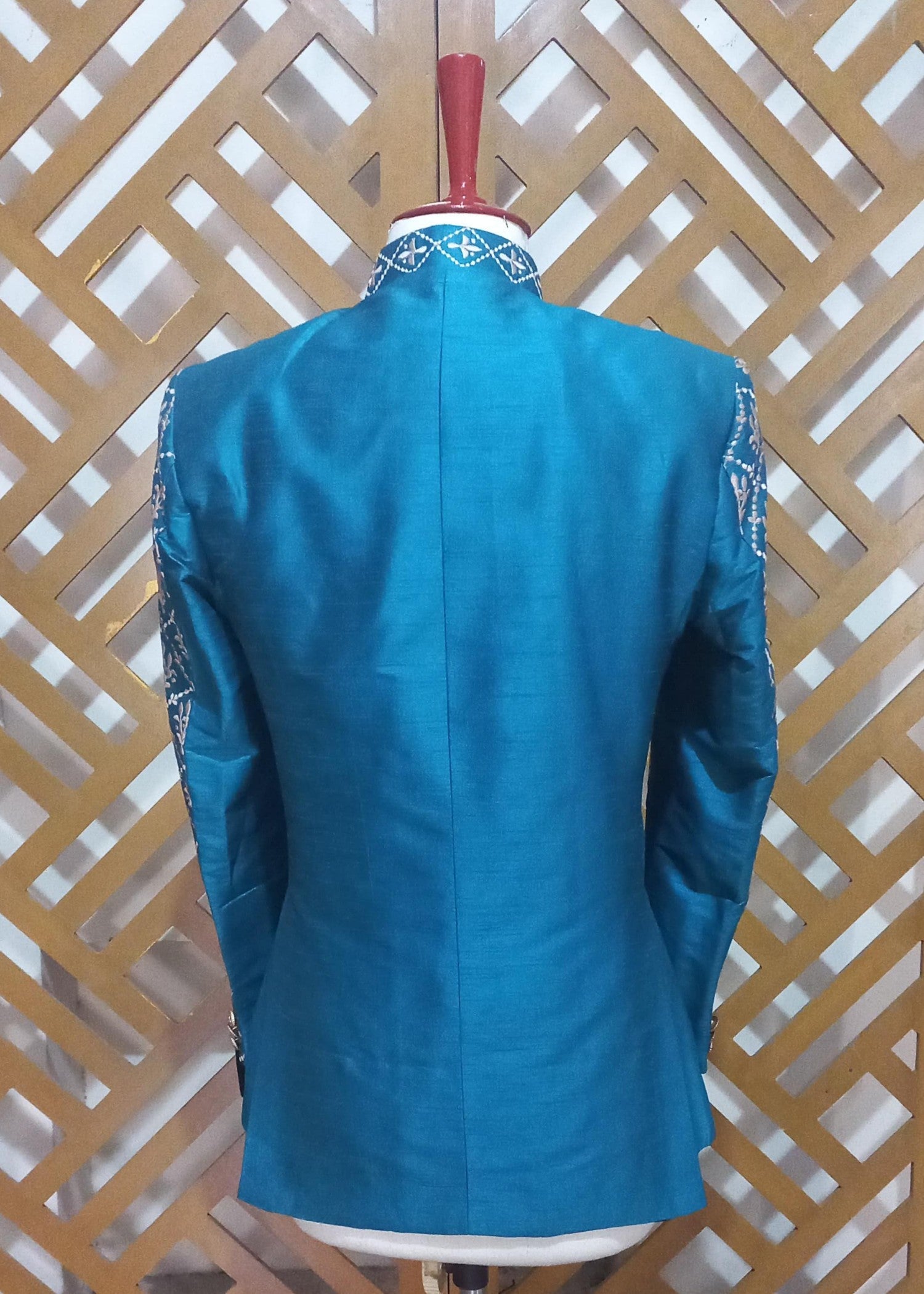 silk Prince Coat in Ocean blue