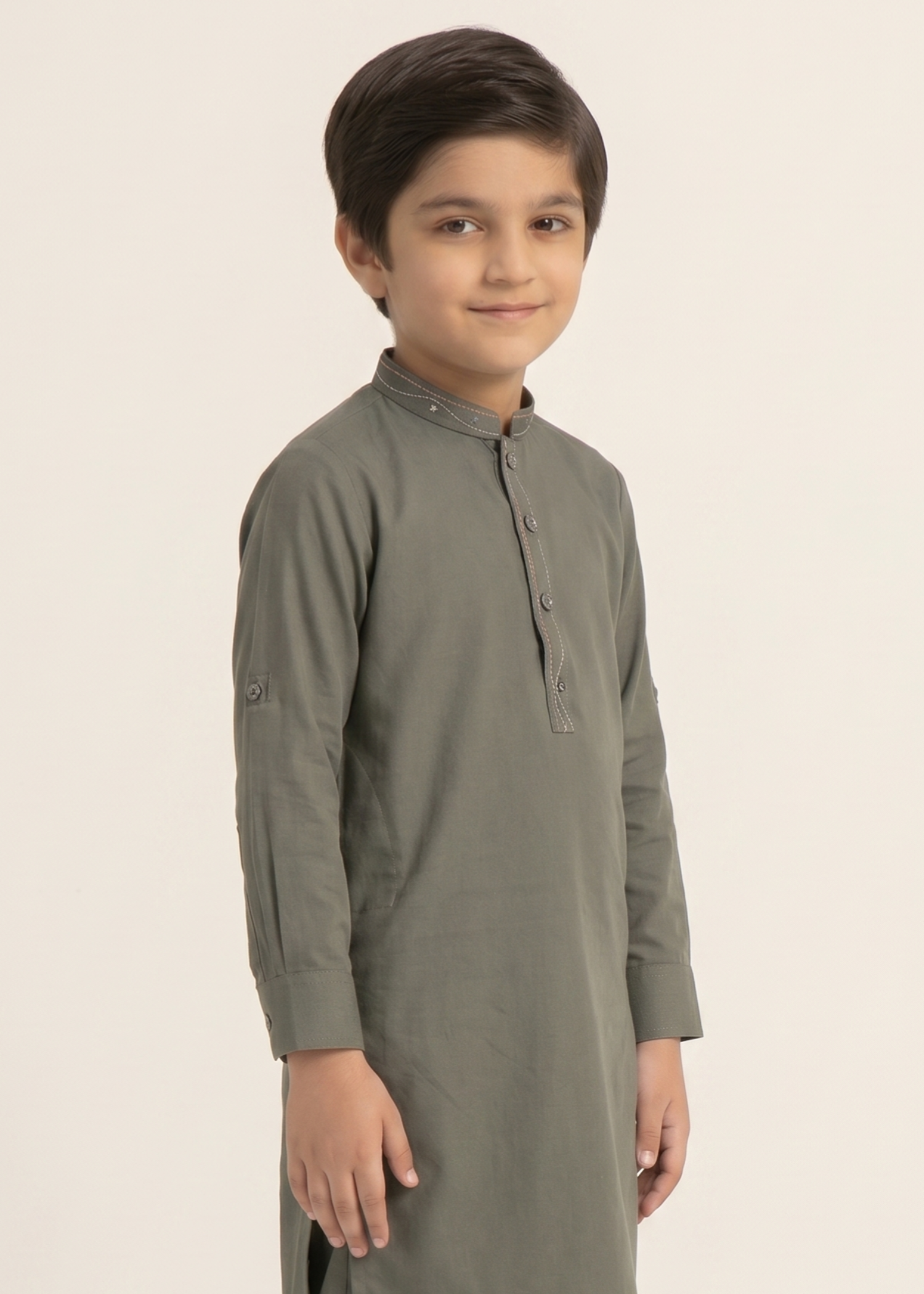 wash & wear Kurta Set in Battleship grey