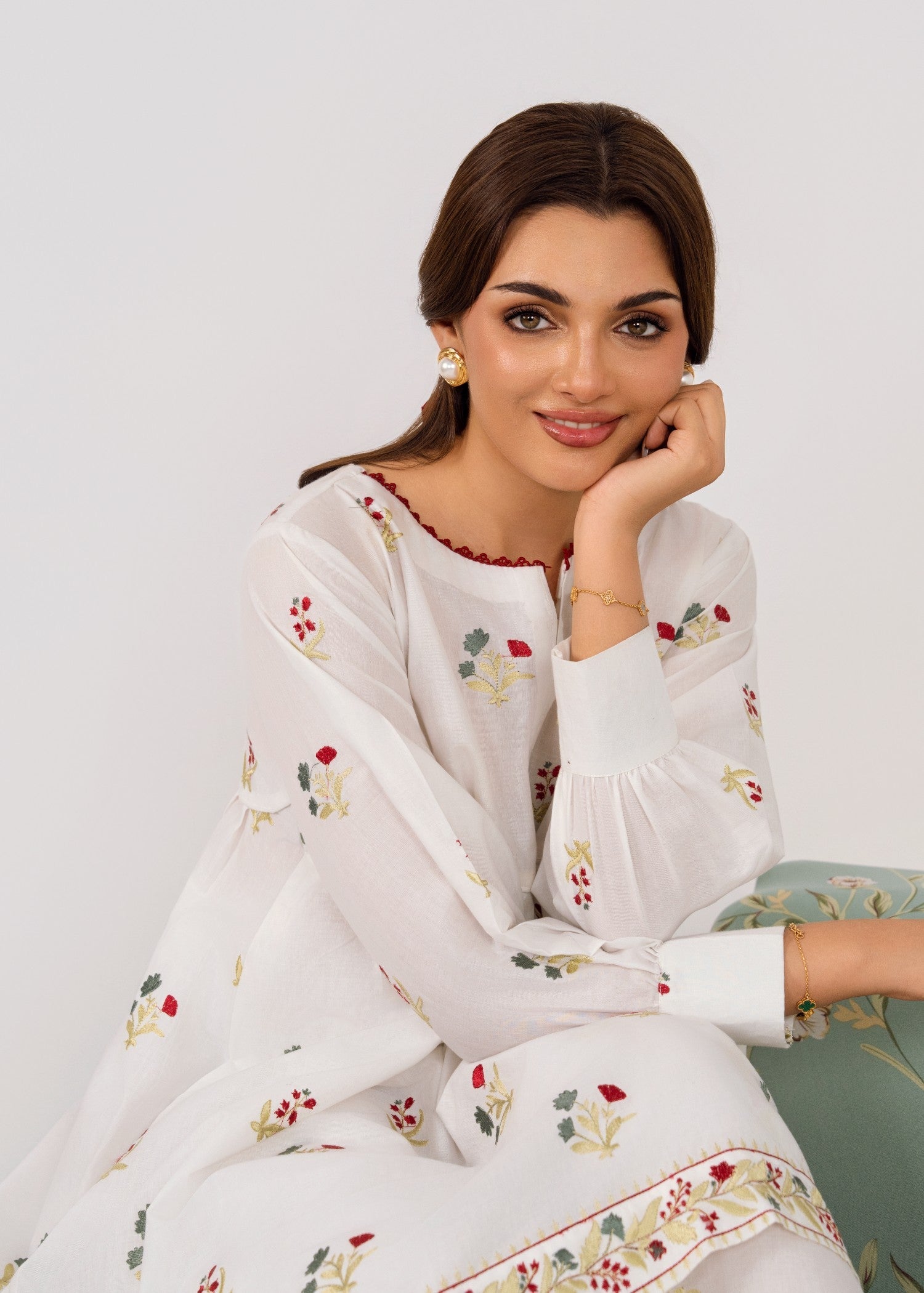 cotton Short Frock in White