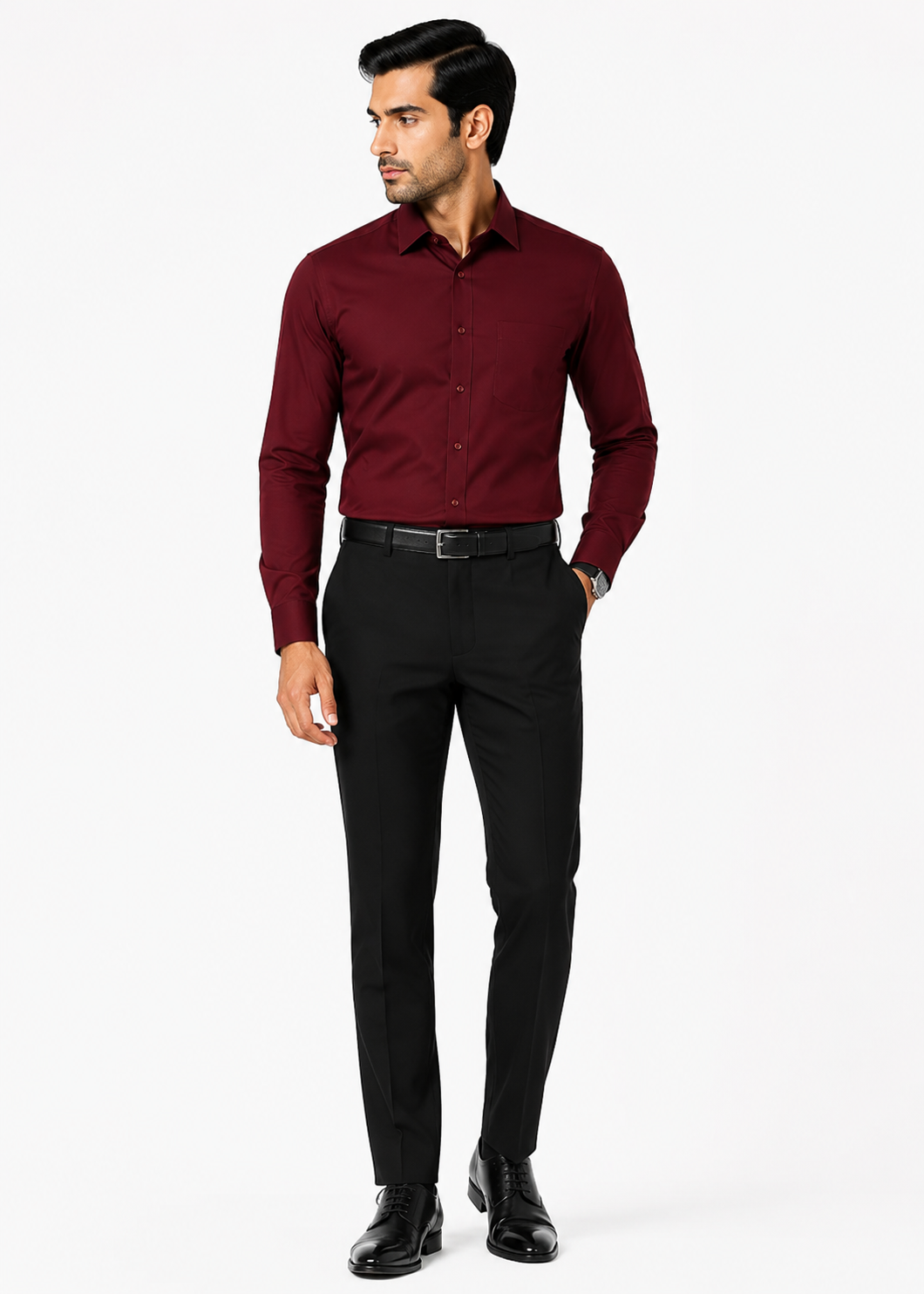 cotton Formal Shirt in Maroon