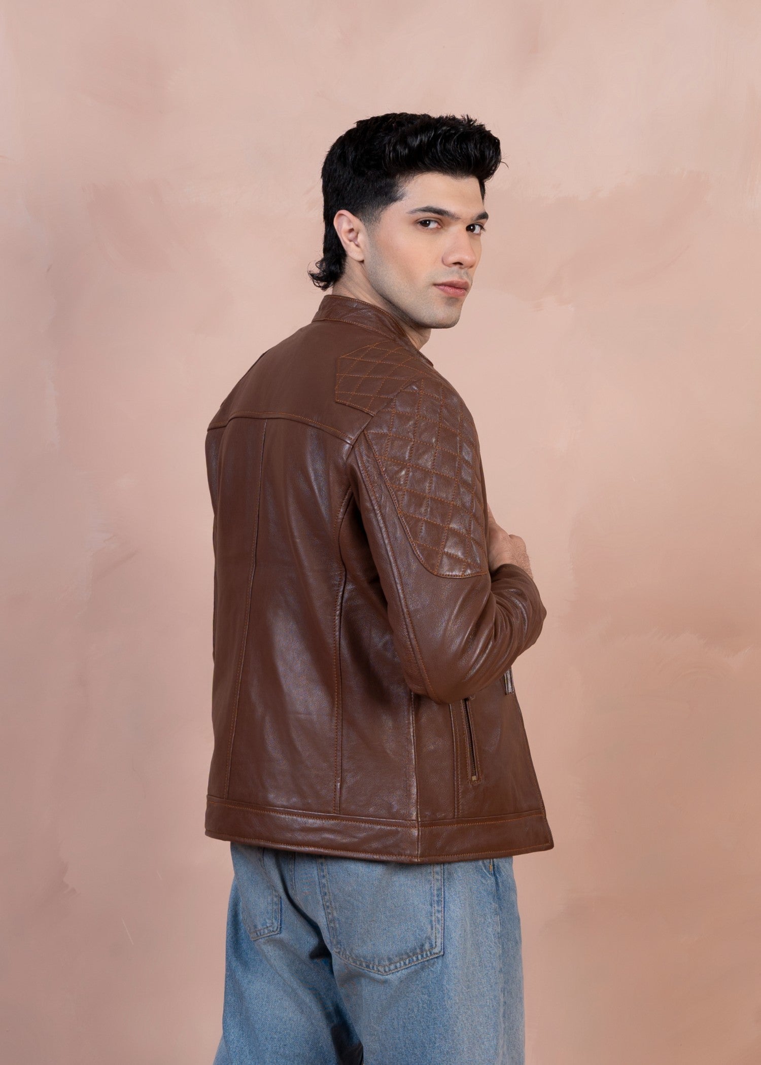 leather Jacket in Chocolate brown