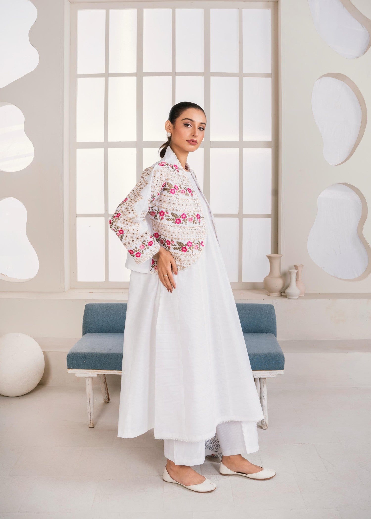 cotton Pishwas in White