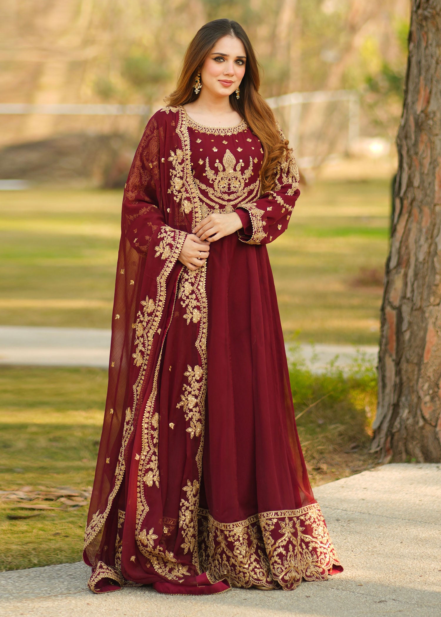 organza Maxi in Maroon