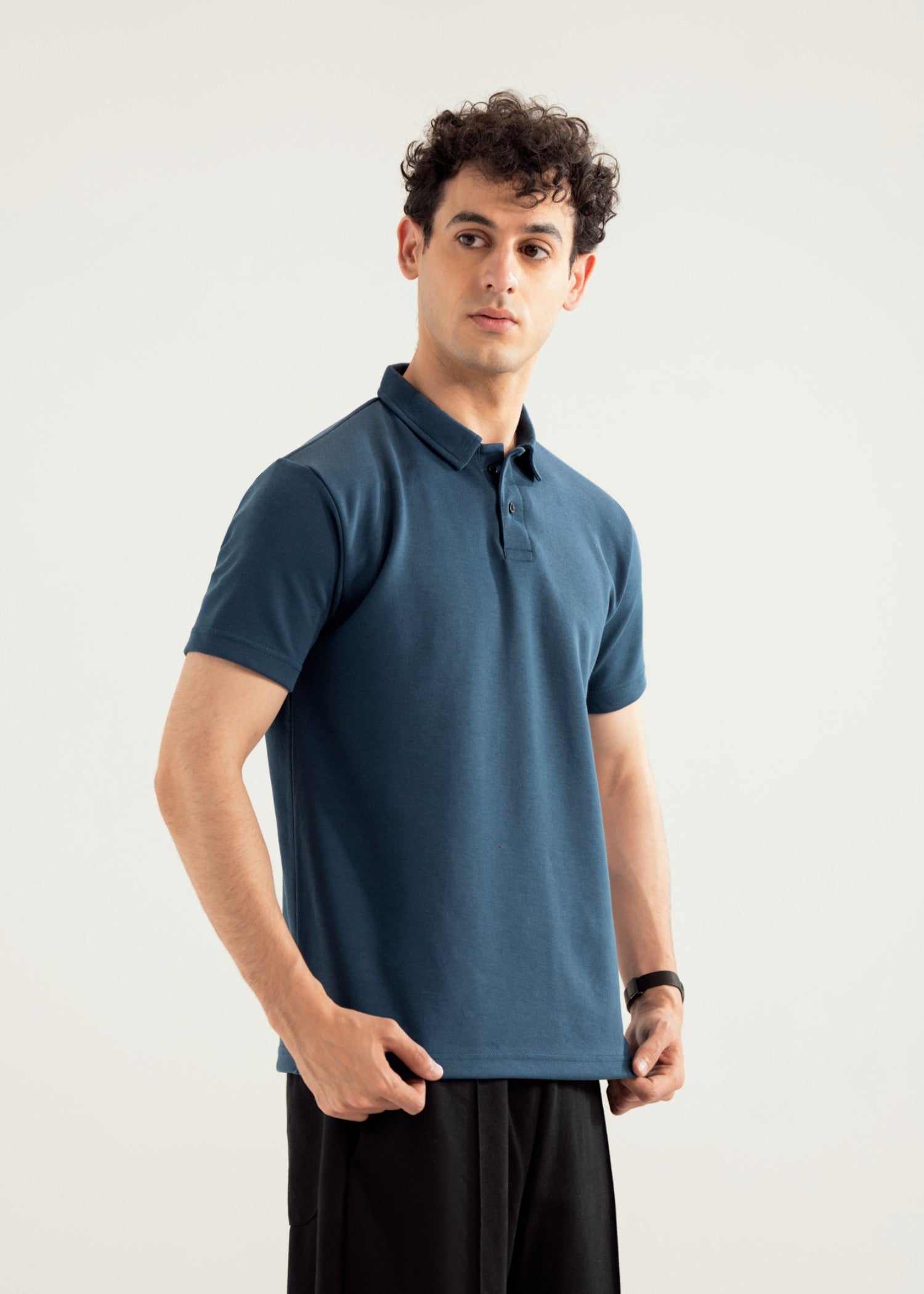 interlock knit Polo Shirt in Teal