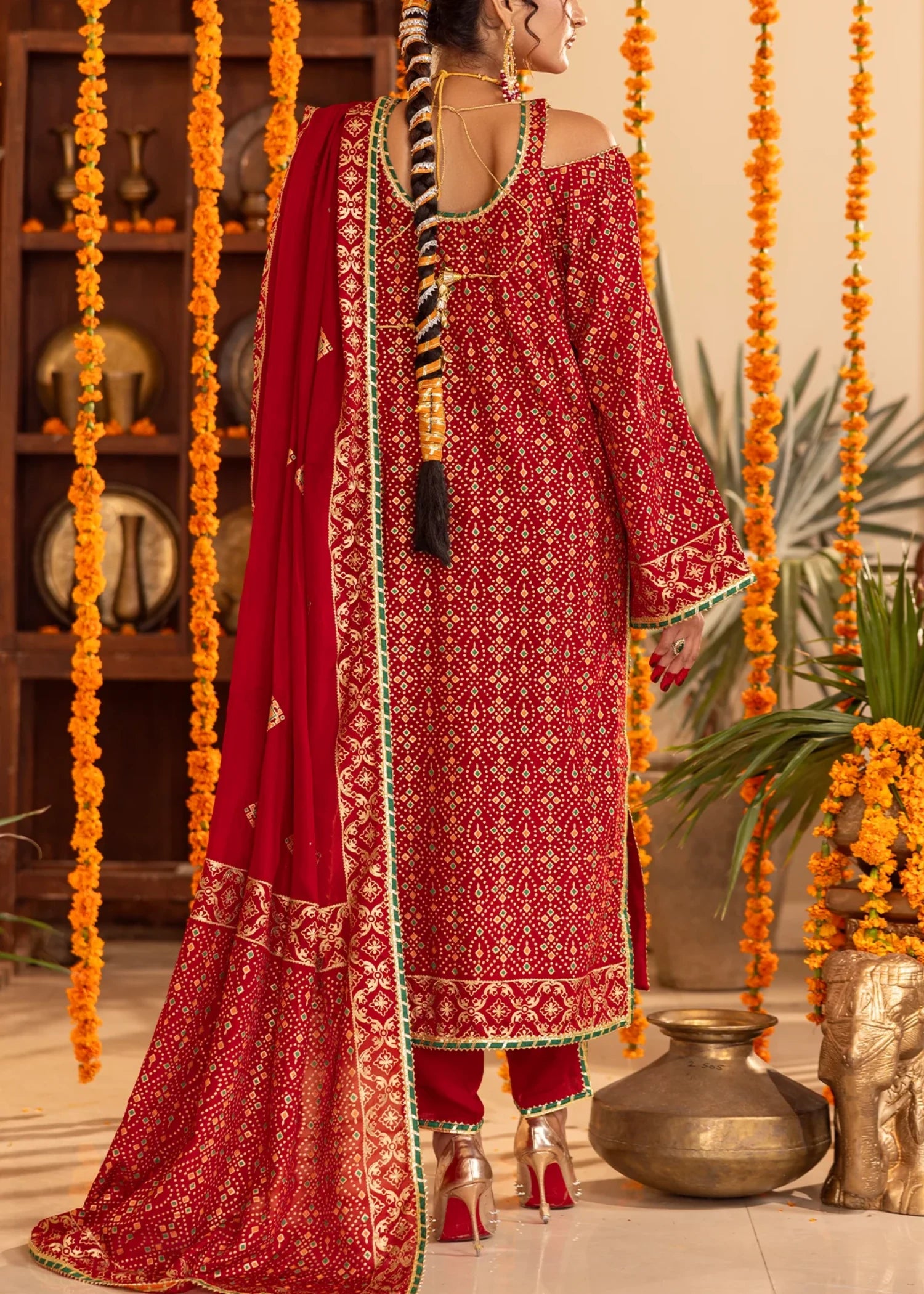 raw silk Unstitched in Rust red