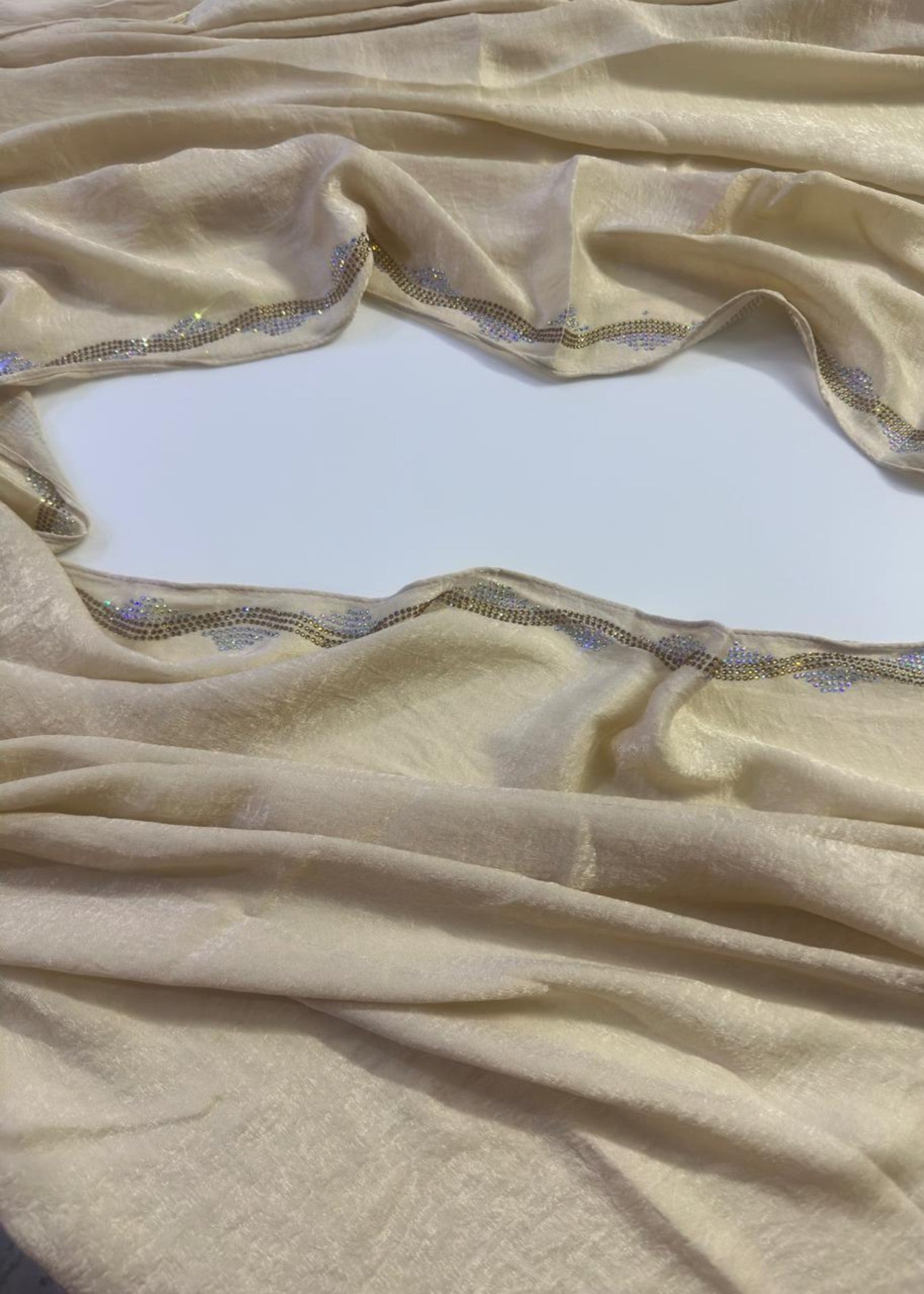 crushed velvet Hijab in Cream