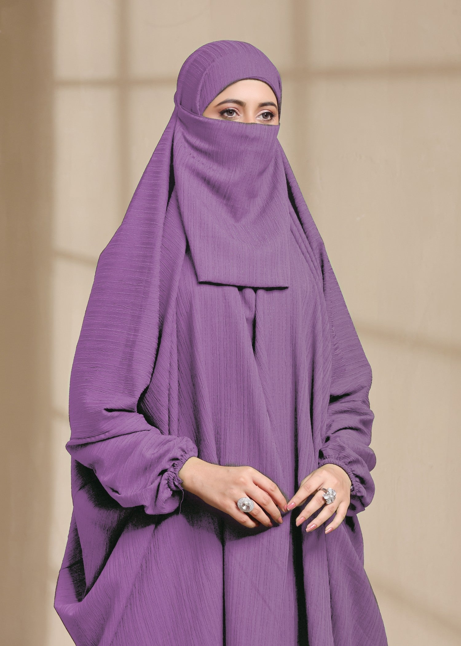 georgette Jilbab in Bright lavender