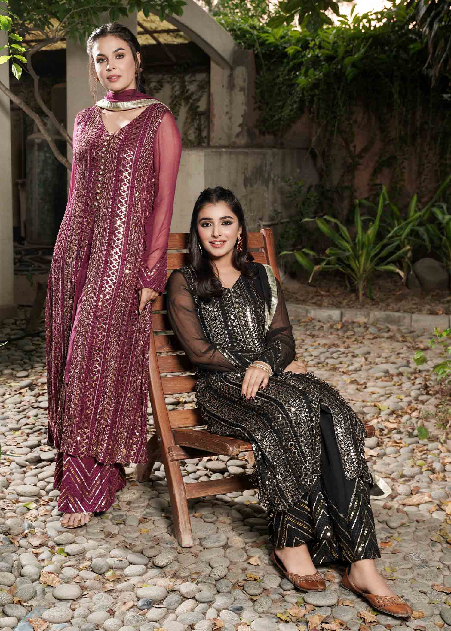 chiffon Gown in Plum