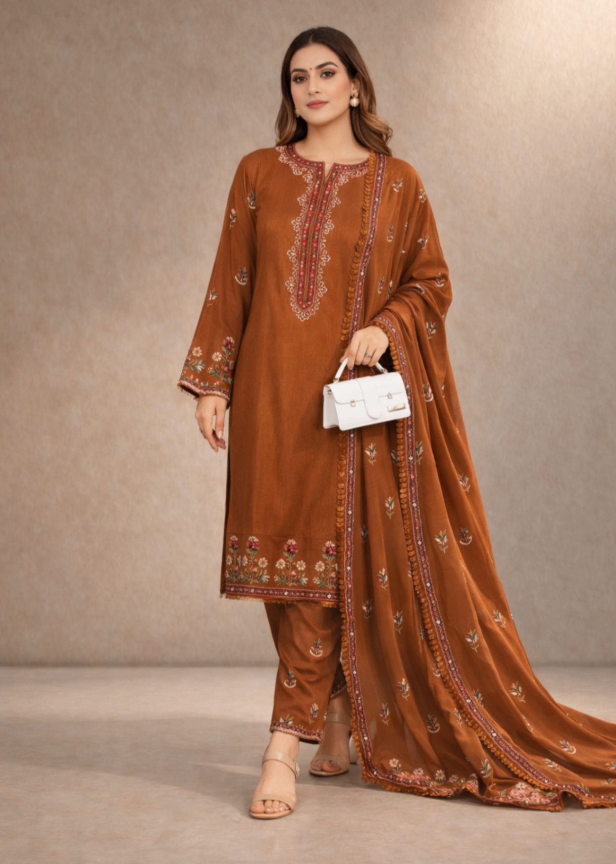 linen Kurta Set in Hazelwood brown