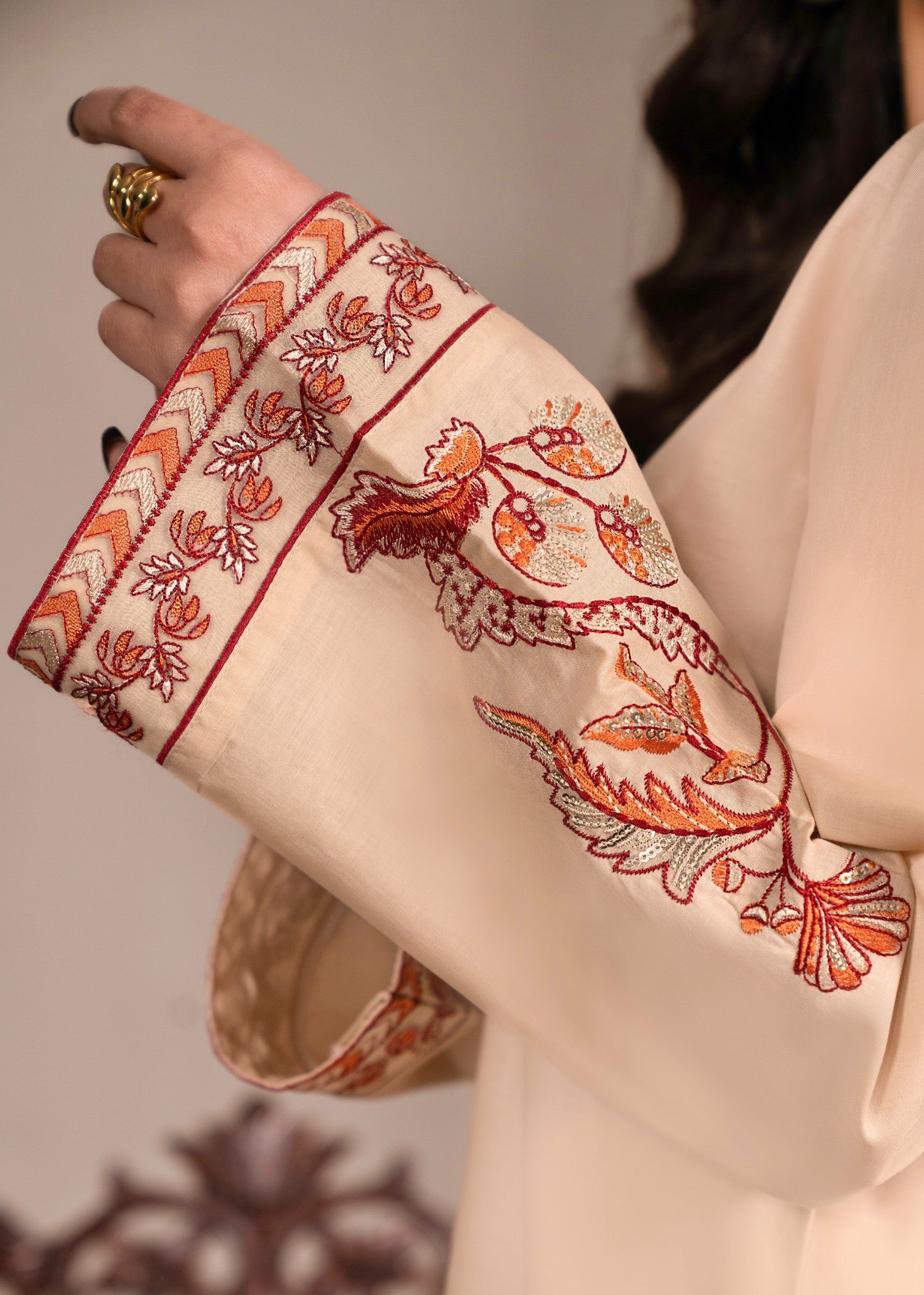 cotton Kurta Set in Beige