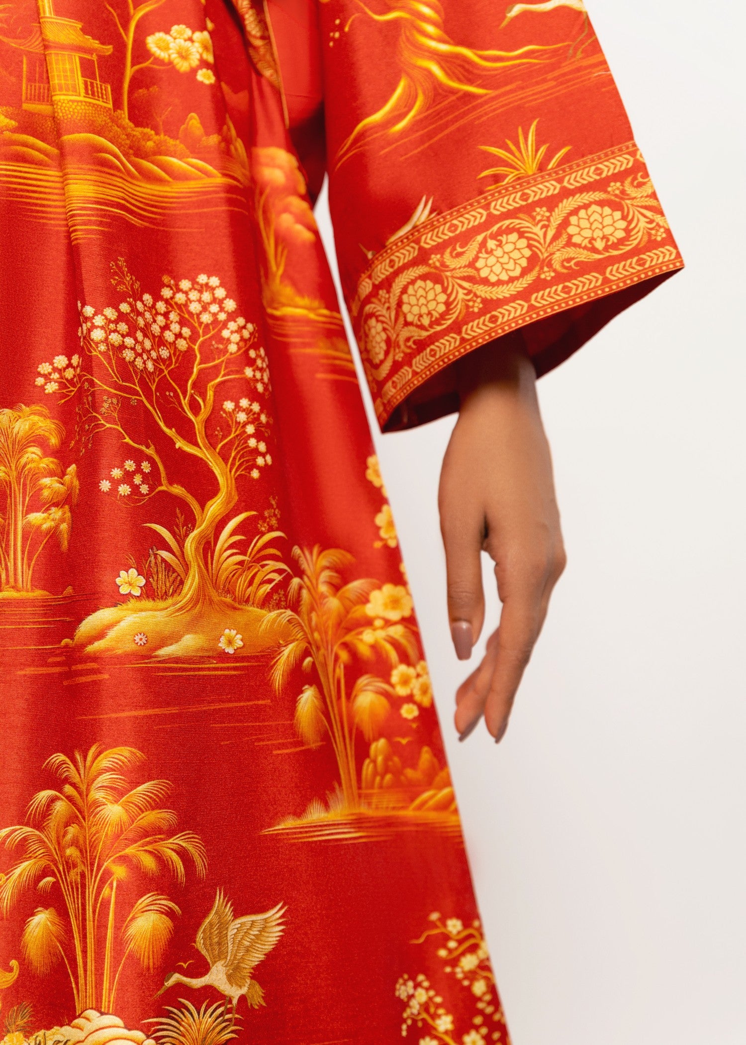 silk Kurta Set in Crimson