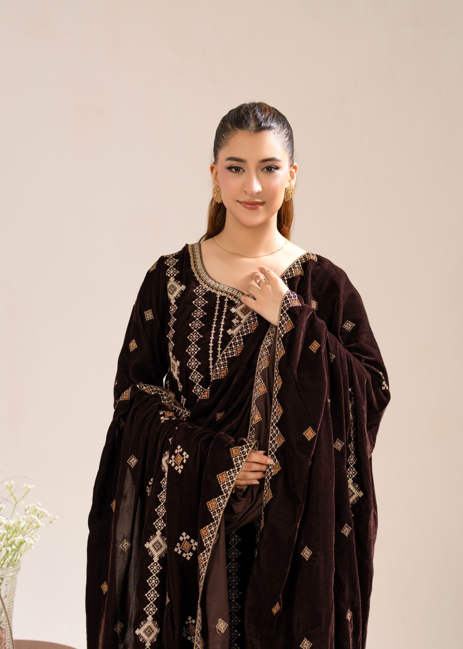 chinese micro velvet 9000 Unstitched in Espresso brown