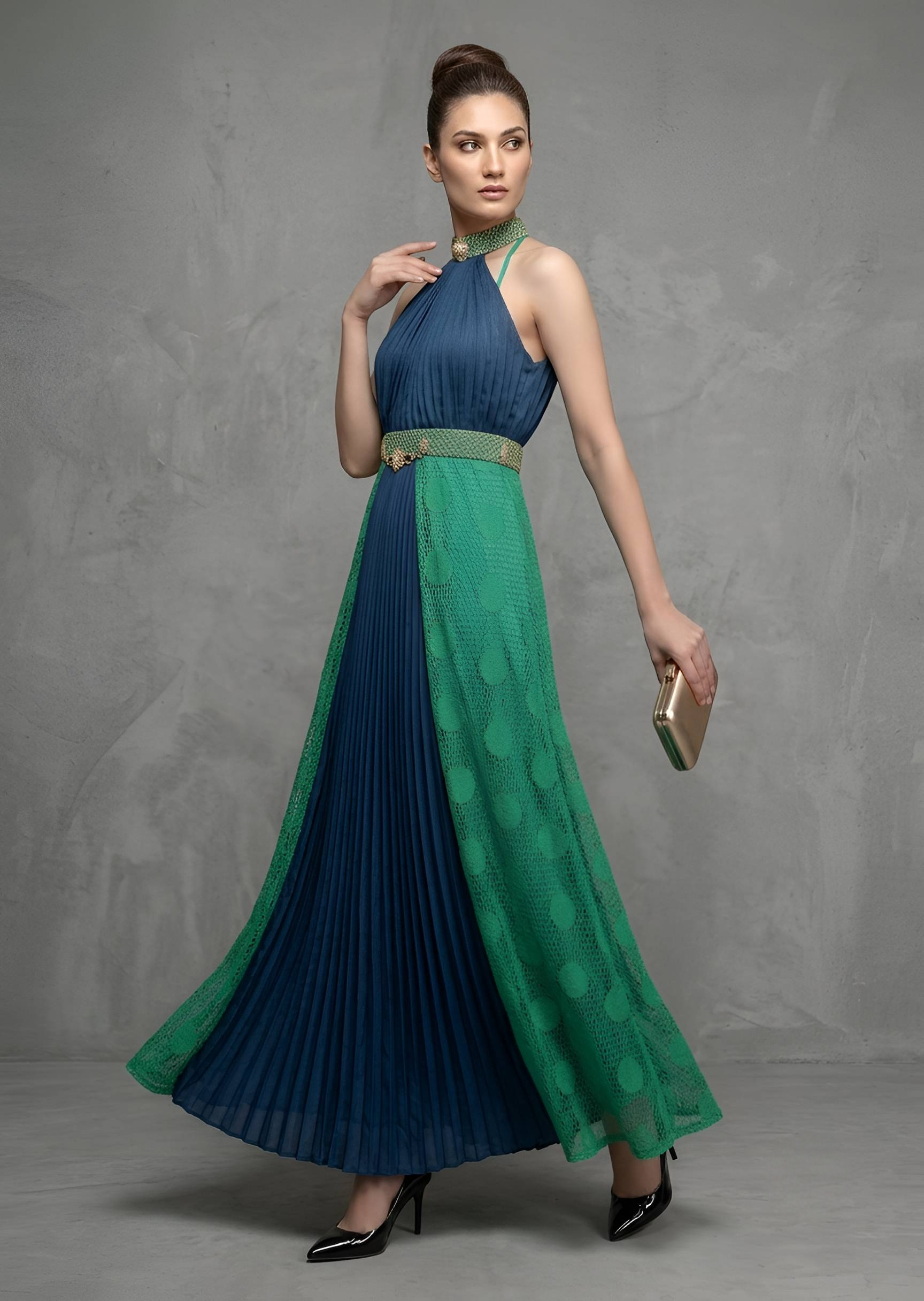 smoky georgette Maxi in Blue