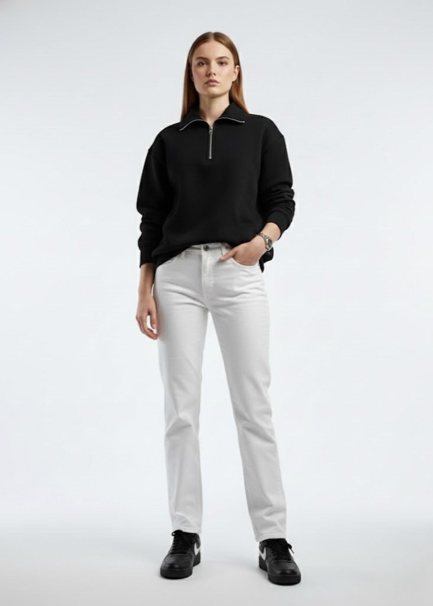 cotton Sweatshirt in Black